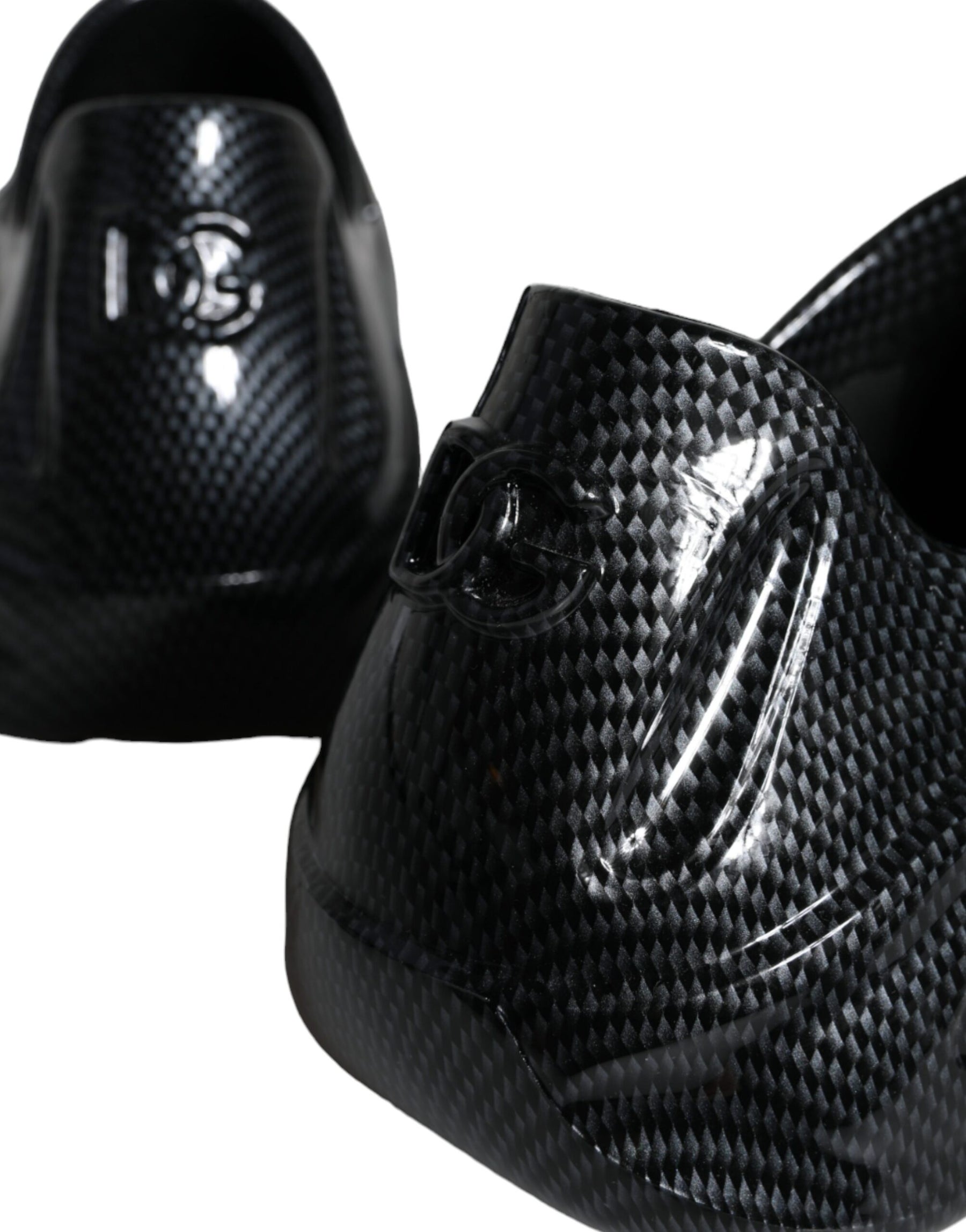 Dolce & Gabbana Black Foiled Rubber Toy Low Top Men Sneakers Shoes | Regal Royce