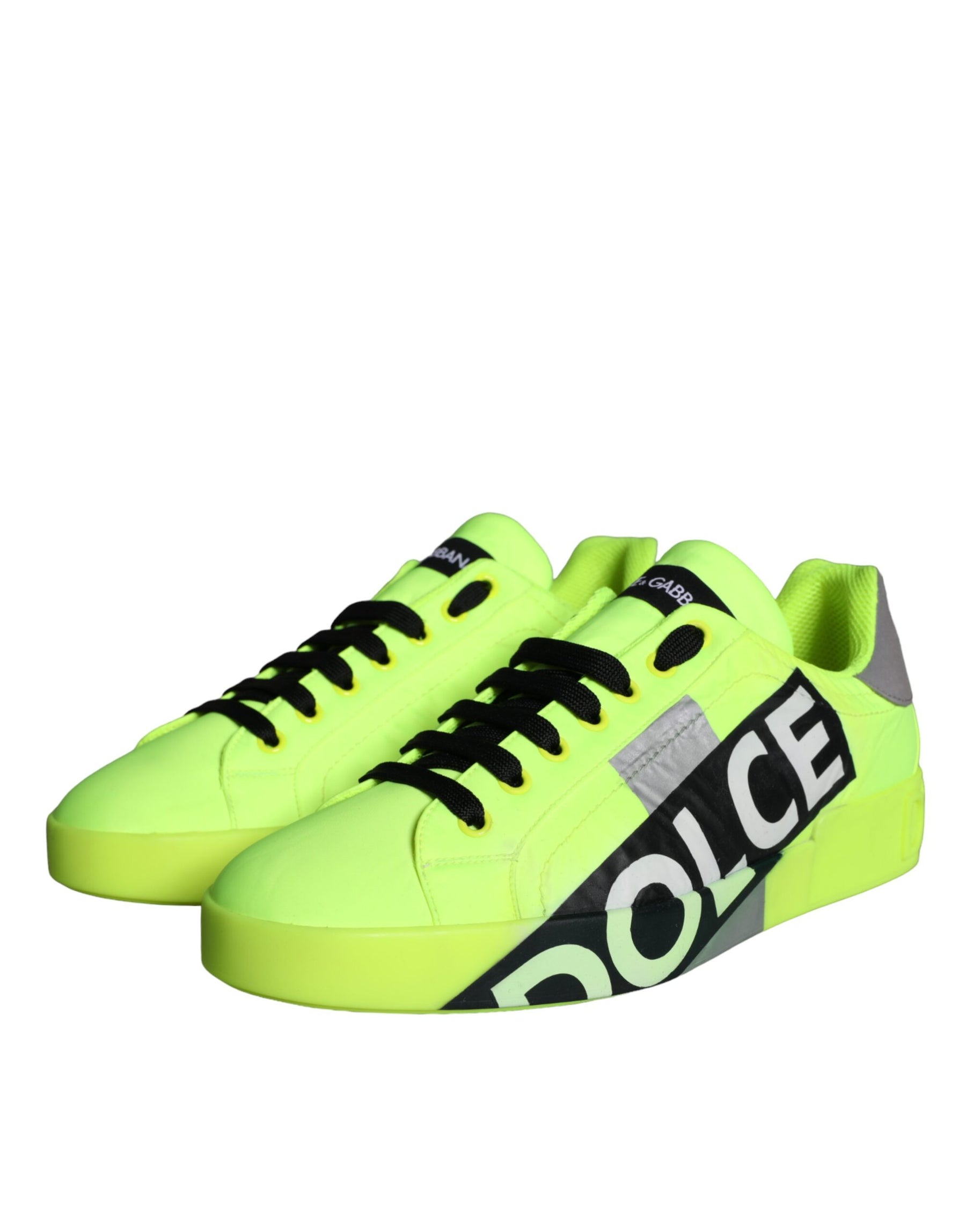 Dolce & Gabbana Neon Green Logo Tape Low Top Sneakers Shoes | Regal Royce