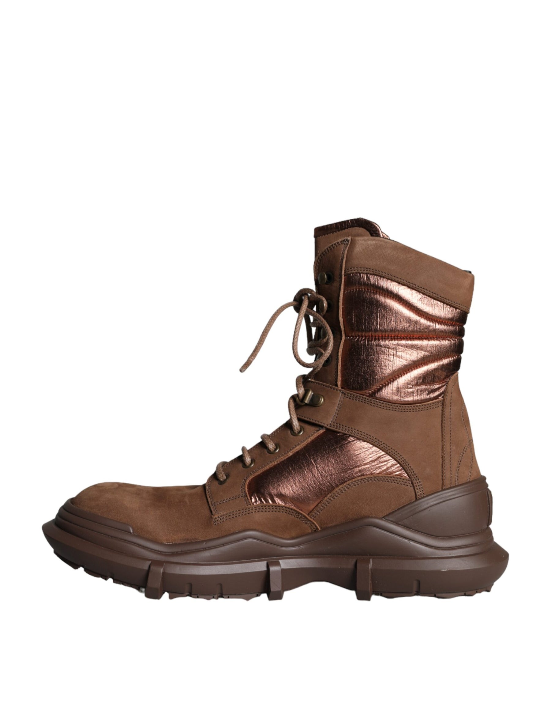 Dolce & Gabbana Brown Suede Leather Military Combat Men Boots Shoes | Regal Royce