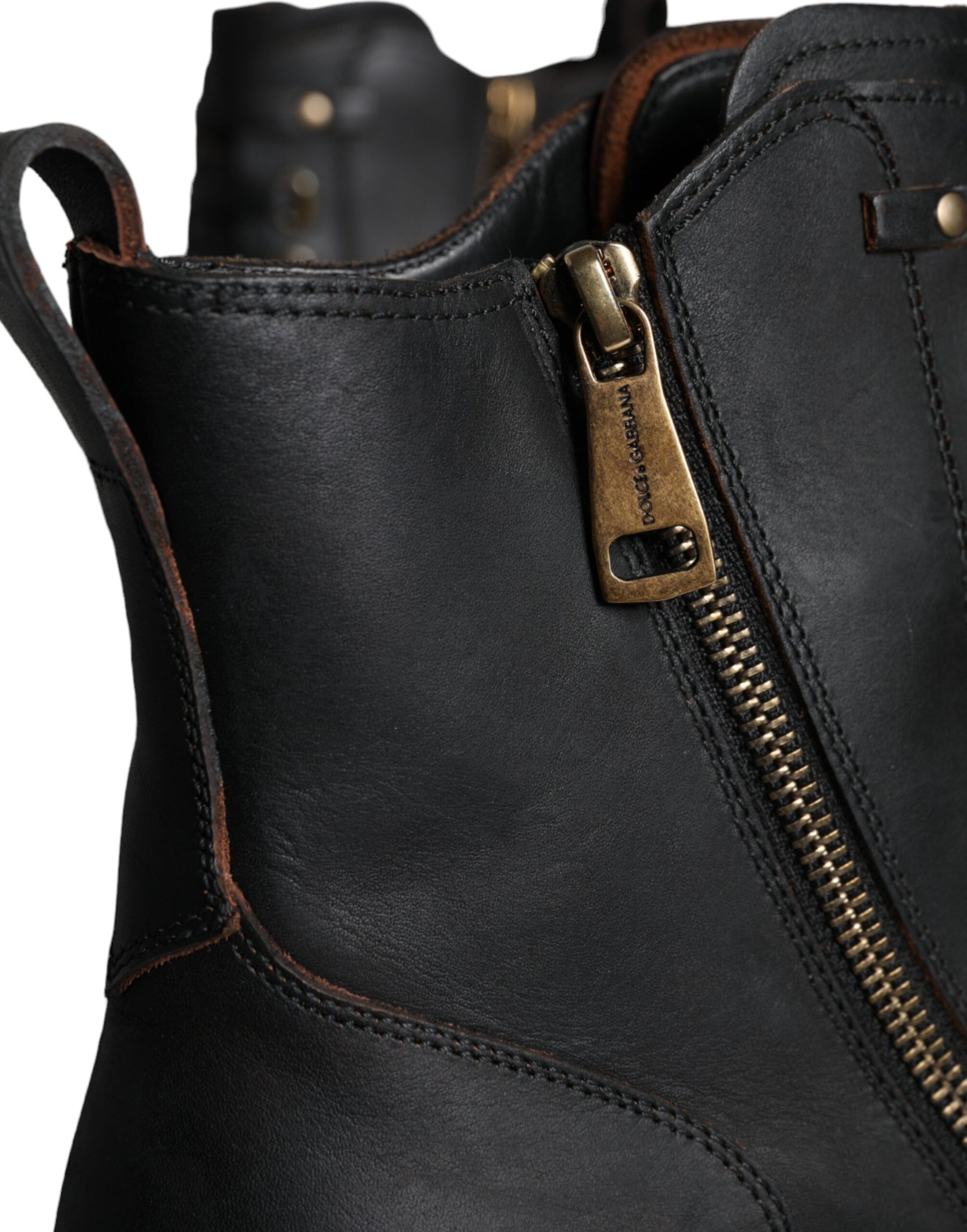 Dolce & Gabbana Black Lace Up Mid Calf Boots Men Shoes | Regal Royce