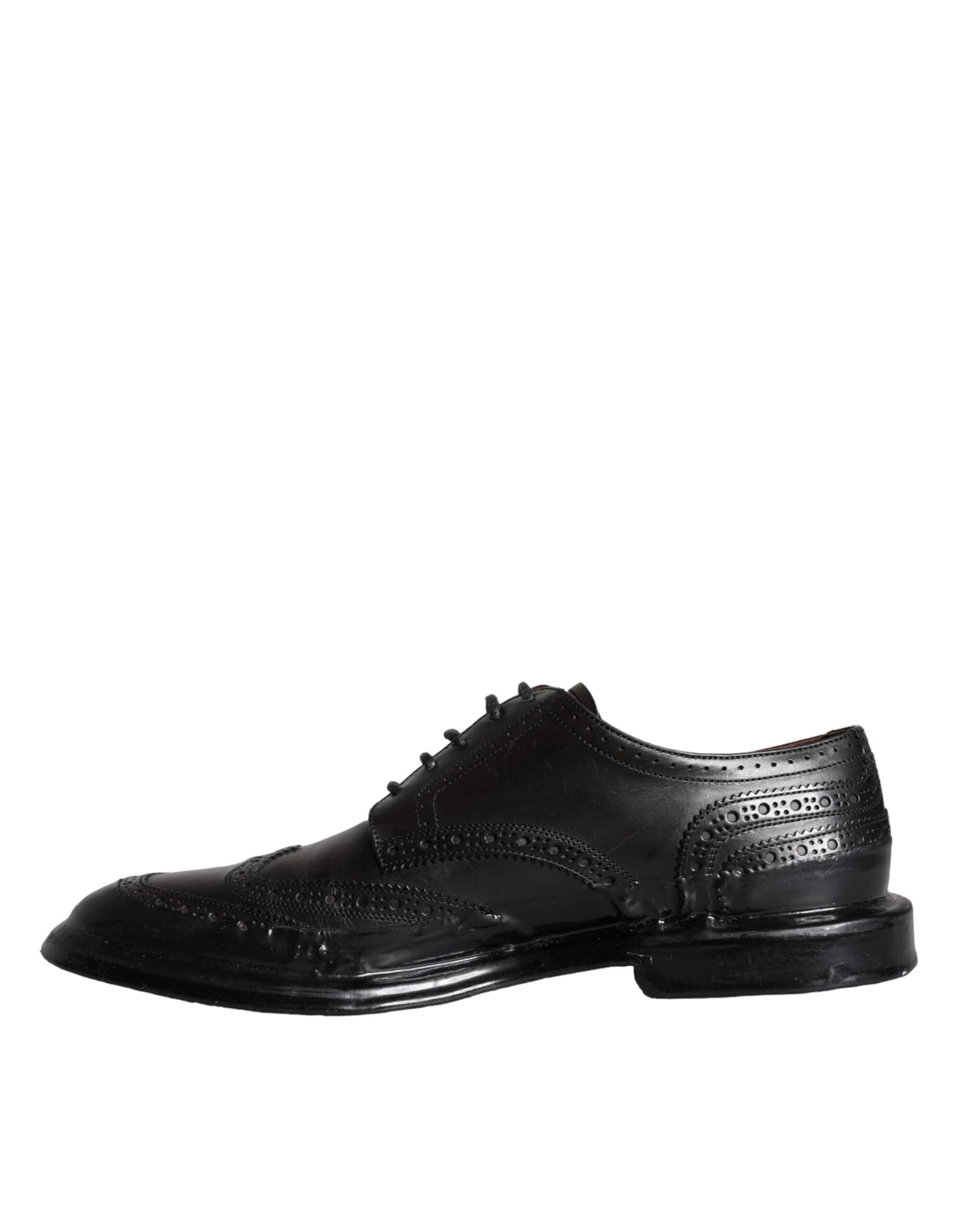 Dolce & Gabbana Black Leather Oxford Wingtip Formal Men Shoes | Regal Royce