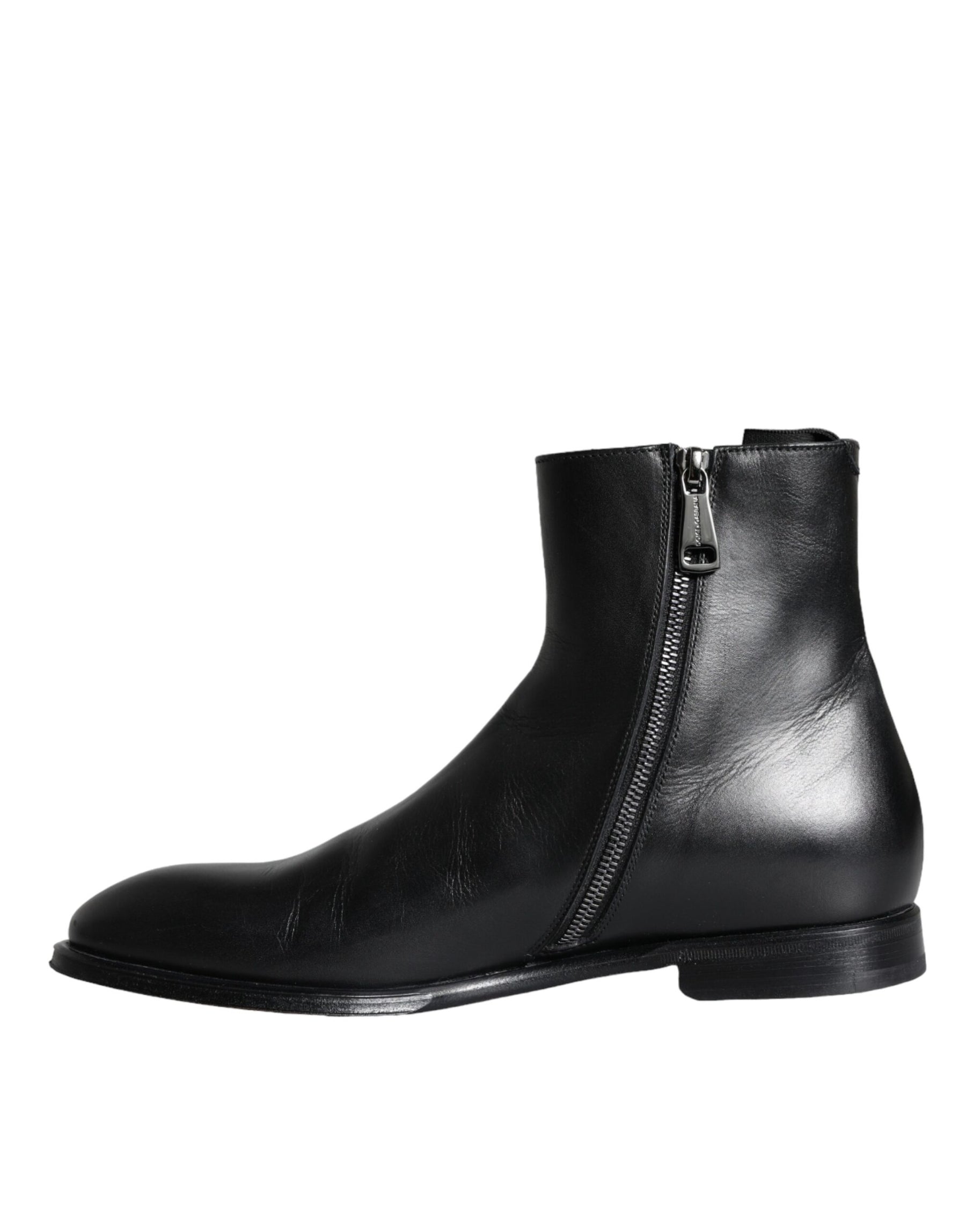 Dolce & Gabbana Black Calf Leather Men Ankle Boots Men Shoes | Regal Royce