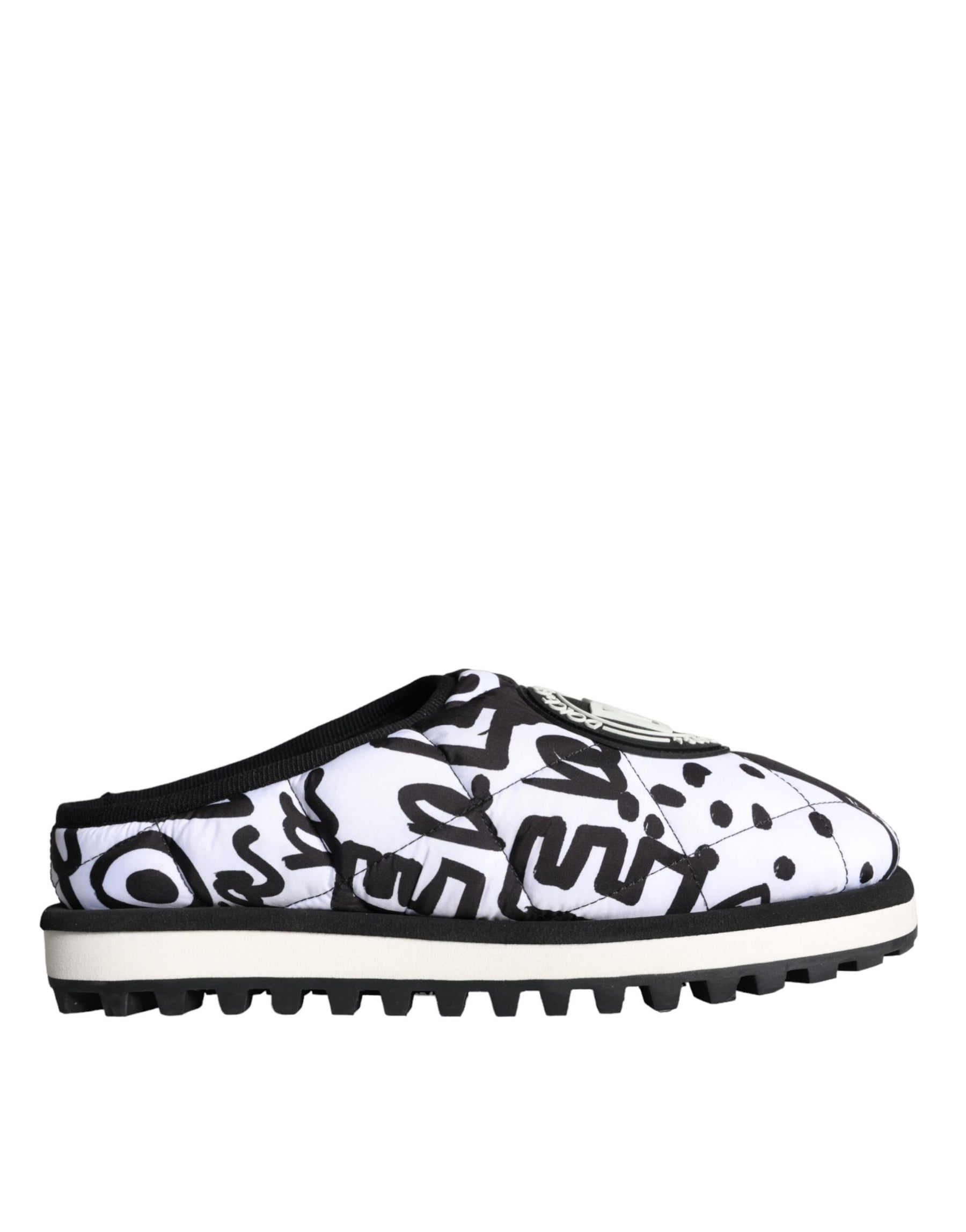 Dolce & Gabbana Black White Quilted Logo Sandals Slides Shoes | Regal Royce