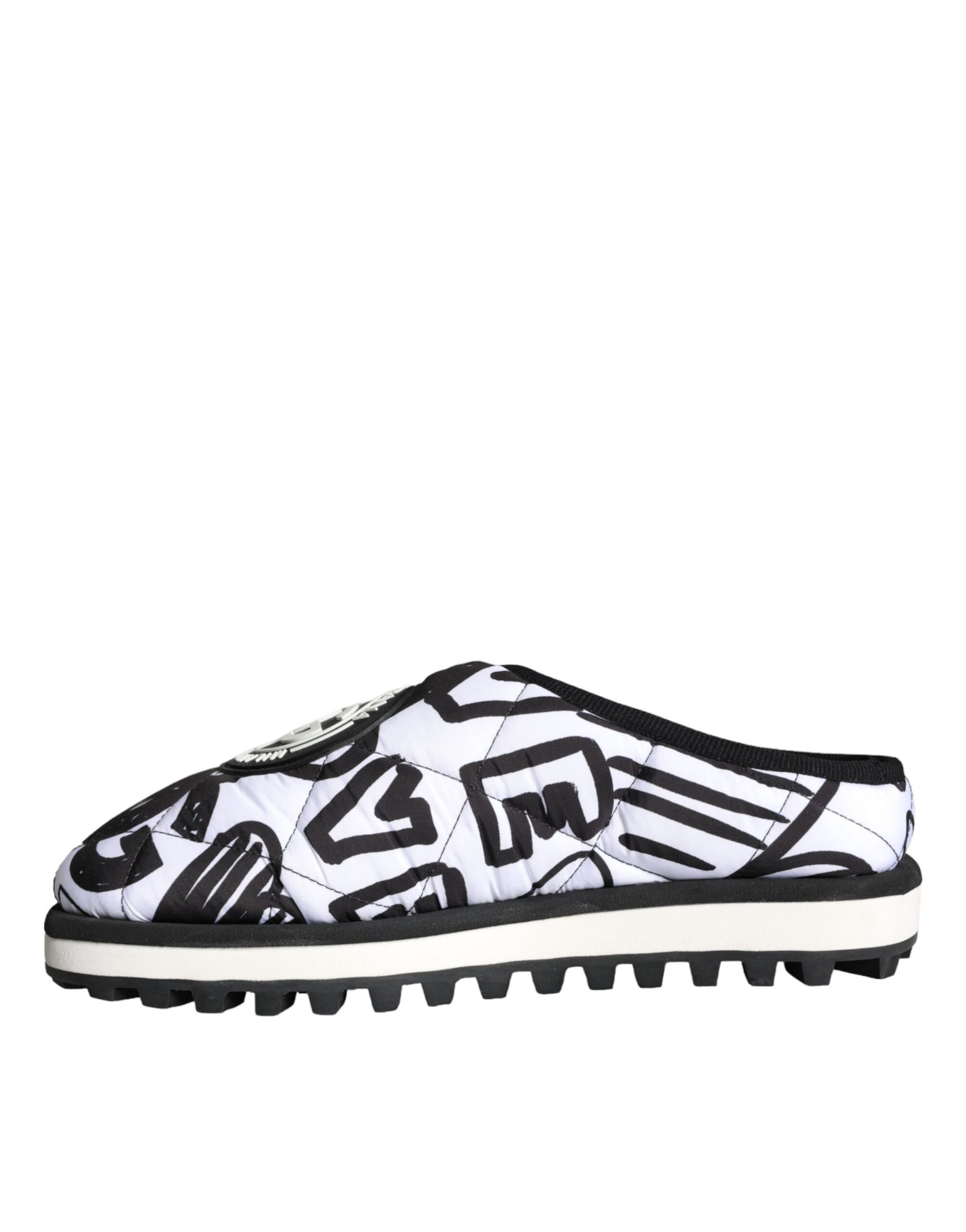 Dolce & Gabbana Black White Quilted Logo Sandals Slides Shoes | Regal Royce