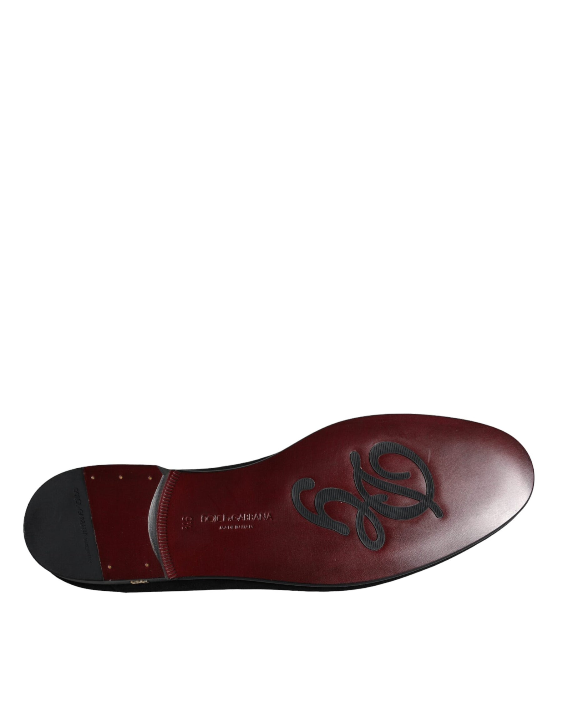 Dolce & Gabbana Black Suede Loafers Formal Slip On Shoes | Regal Royce