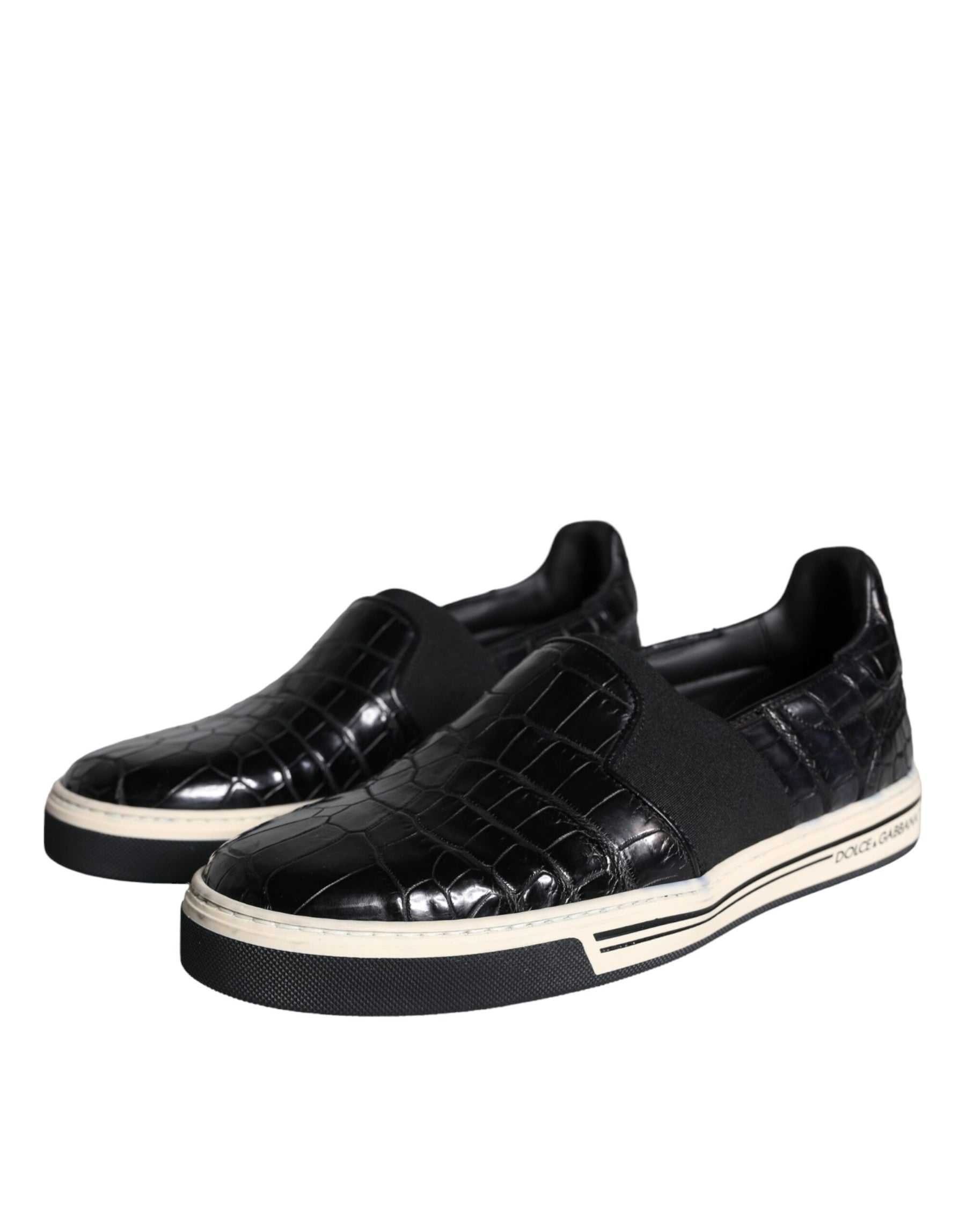 Dolce & Gabbana Black Leather Loafers Slippers Casual Shoes | Regal Royce