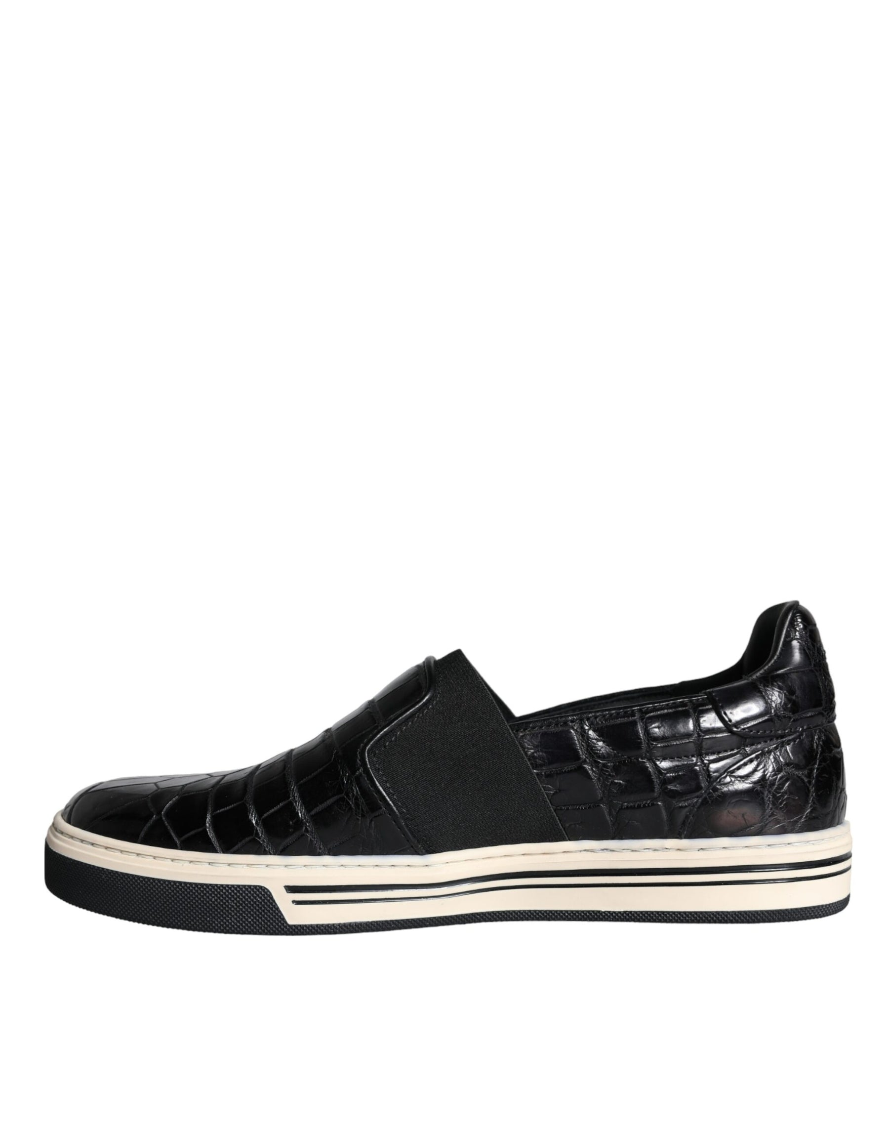 Dolce & Gabbana Black Leather Loafers Slippers Casual Shoes | Regal Royce