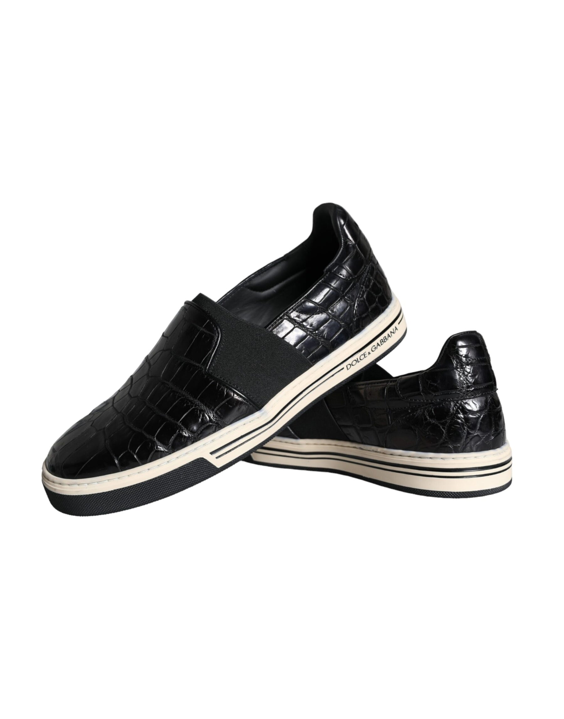 Dolce & Gabbana Black Leather Loafers Slippers Casual Shoes | Regal Royce