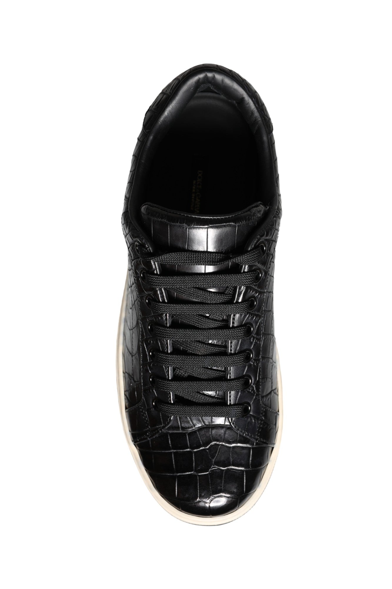 Dolce & Gabbana Black Leather Men Low Top Sneakers Shoes | Regal Royce