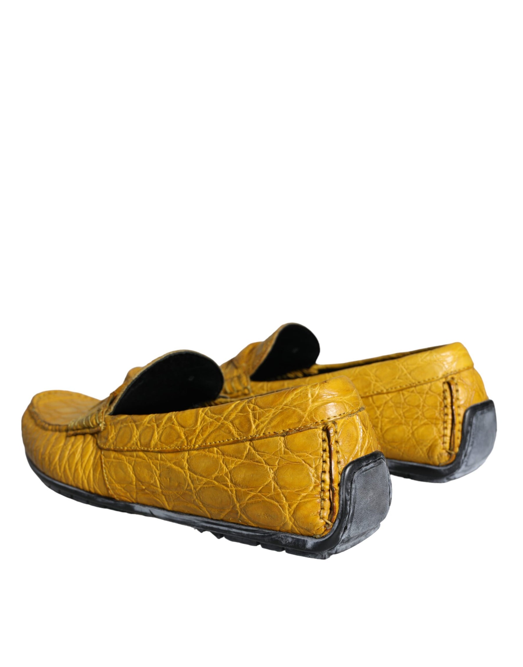 Dolce & Gabbana Yellow Leather Slip Mocassin Loafers Shoes | Regal Royce
