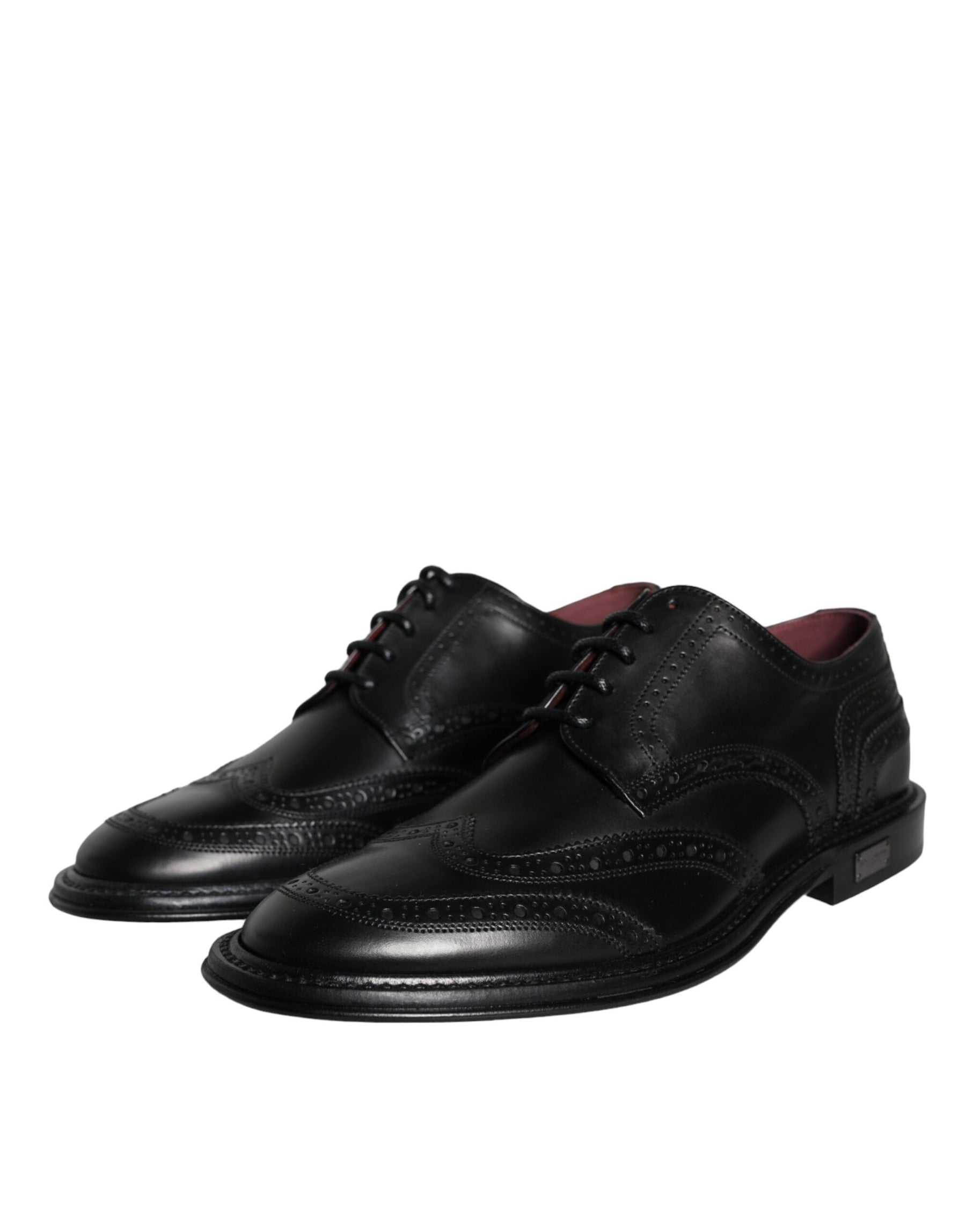 Dolce & Gabbana Black Leather Oxford Wingtip Formal Men Shoes | Regal Royce