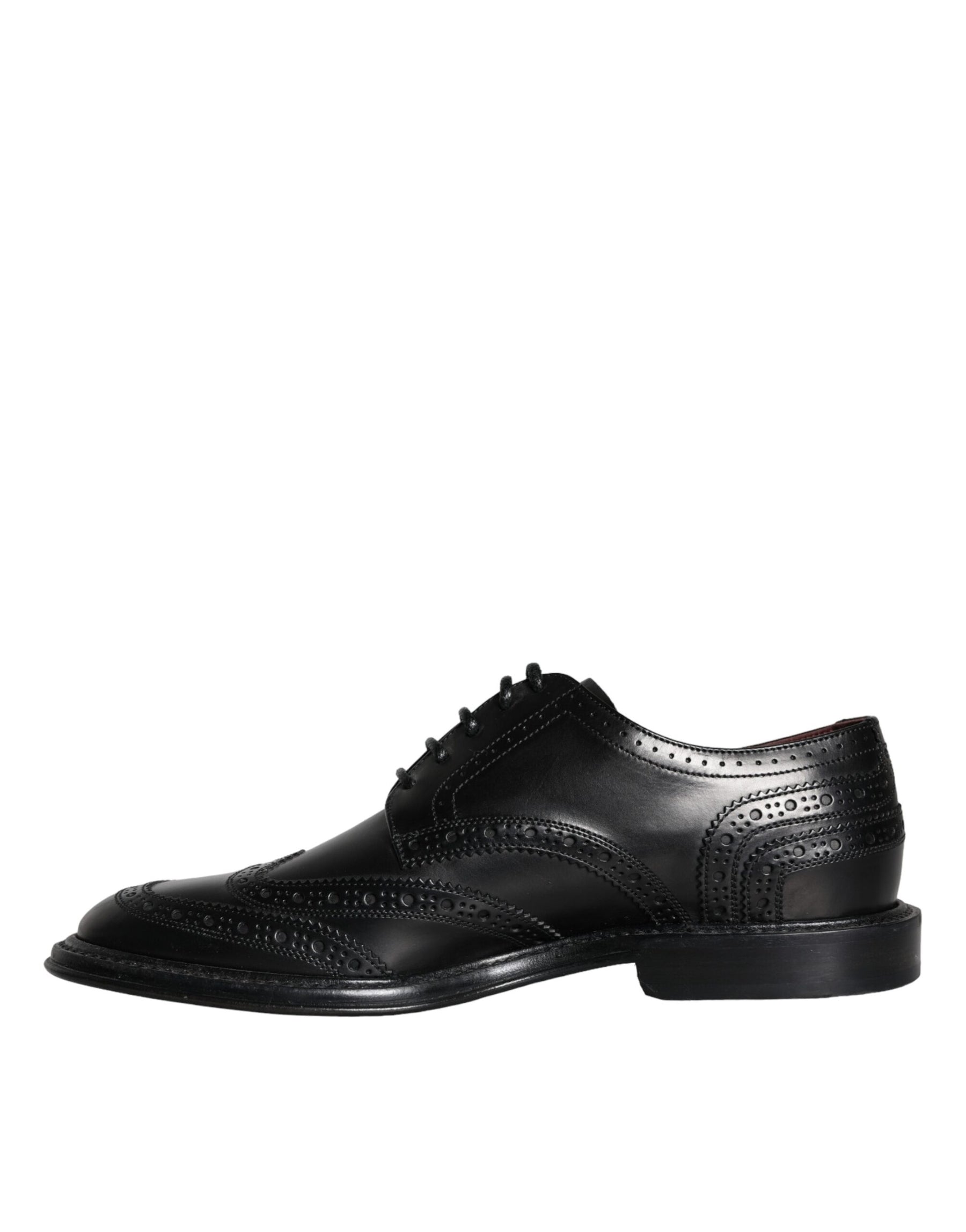 Dolce & Gabbana Black Leather Oxford Wingtip Formal Men Shoes | Regal Royce