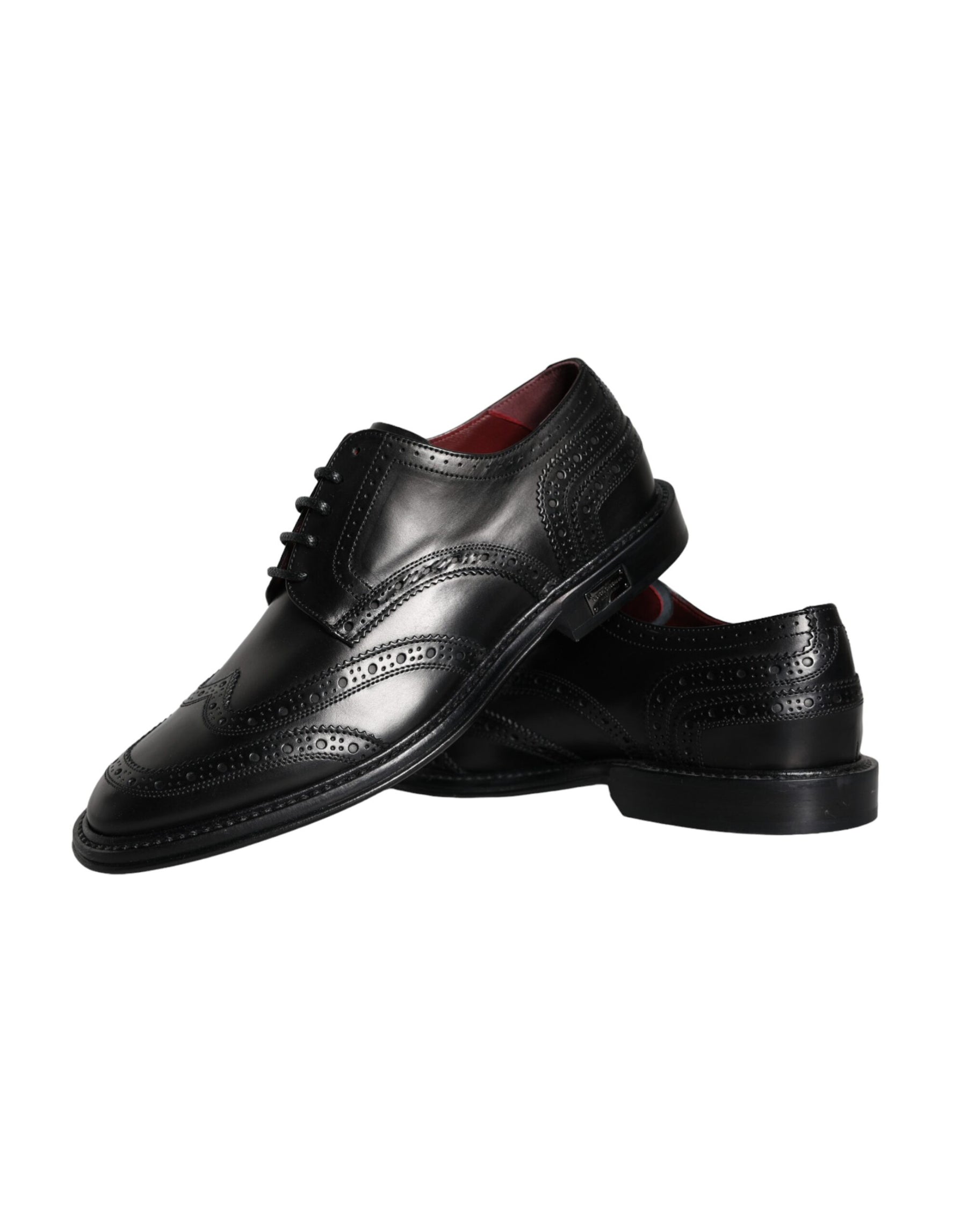Dolce & Gabbana Black Leather Oxford Wingtip Formal Men Shoes | Regal Royce