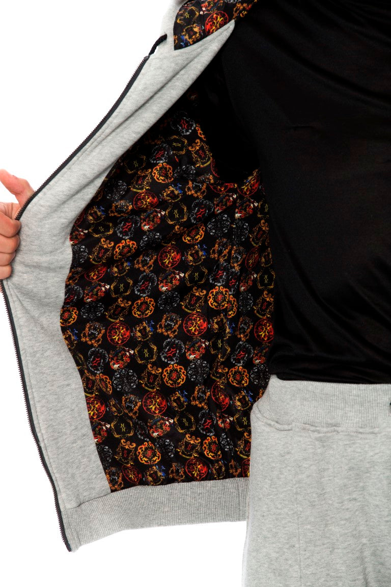 Billionaire Italian Couture Gray Cotton Hooded Sweatsuit | Regal Royce