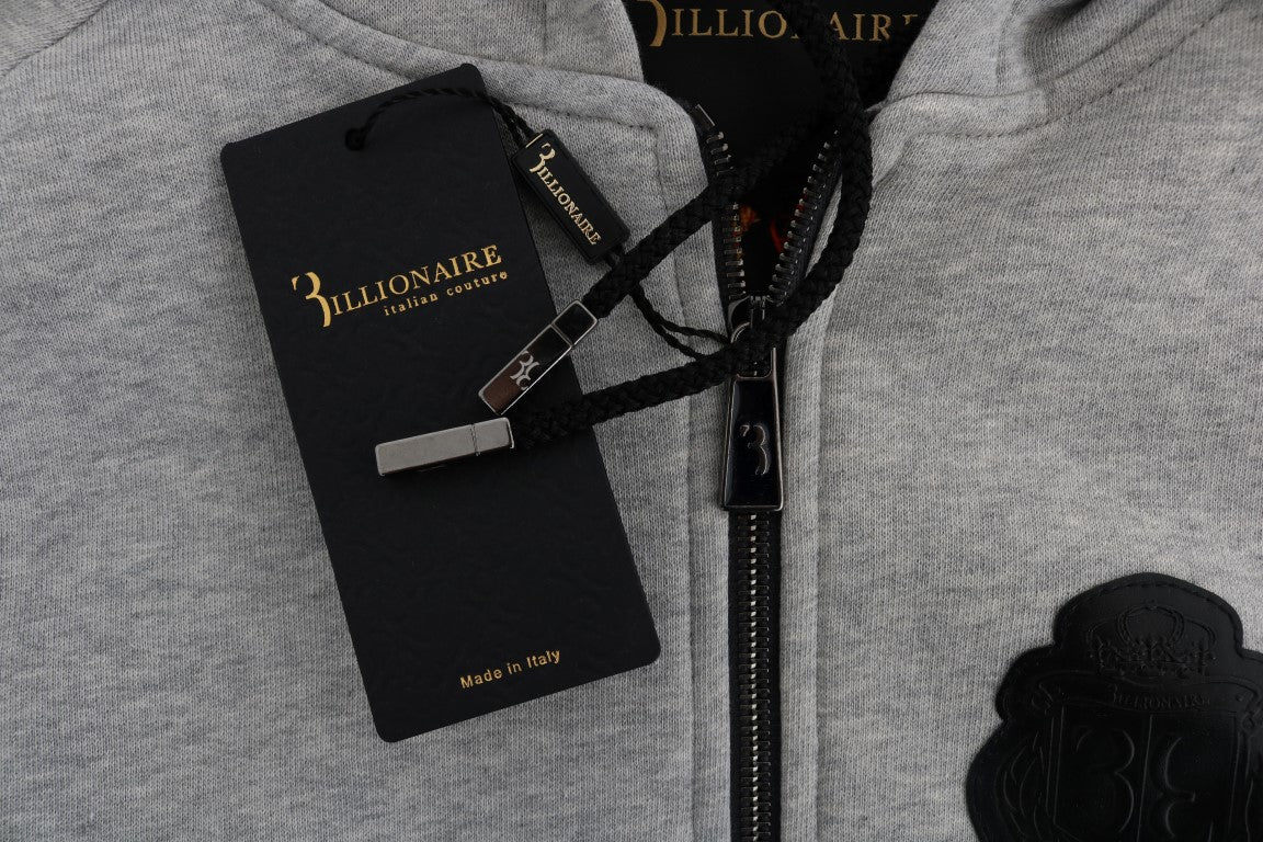 Billionaire Italian Couture Gray Cotton Hooded Sweatsuit | Regal Royce