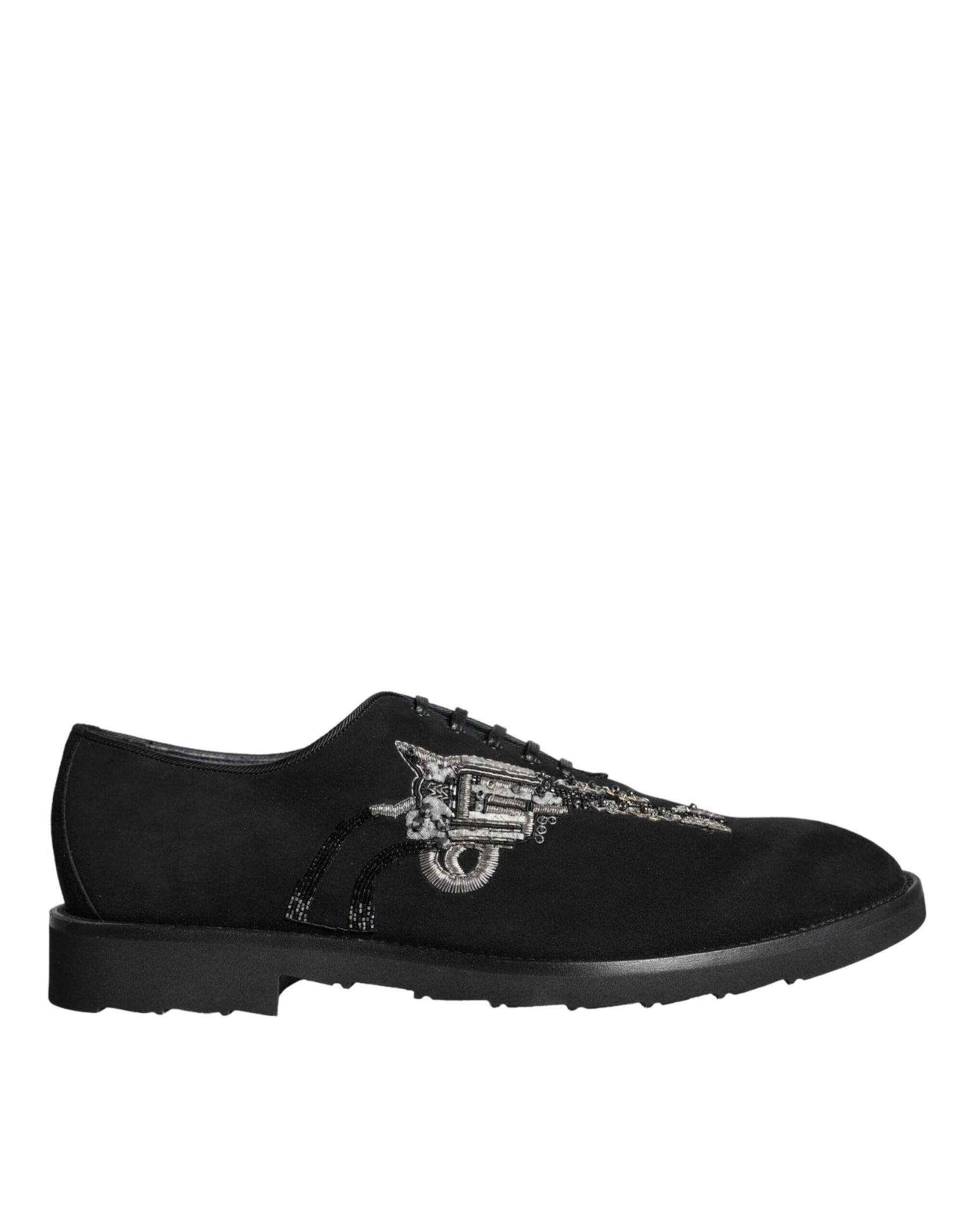 Dolce & Gabbana Black Suede Sicilia Lace Up Formal Shoes | Regal Royce