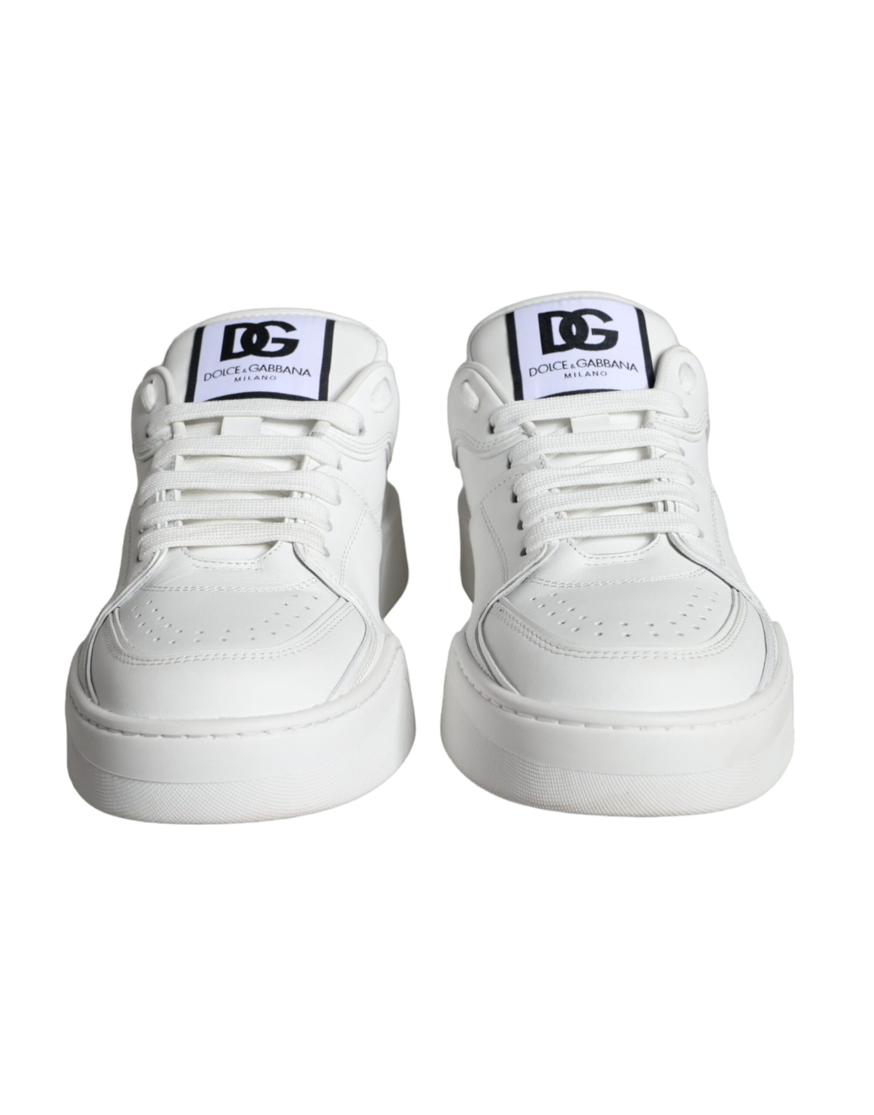Dolce & Gabbana White Miami Leather Low Top Sneakers Shoes | Regal Royce