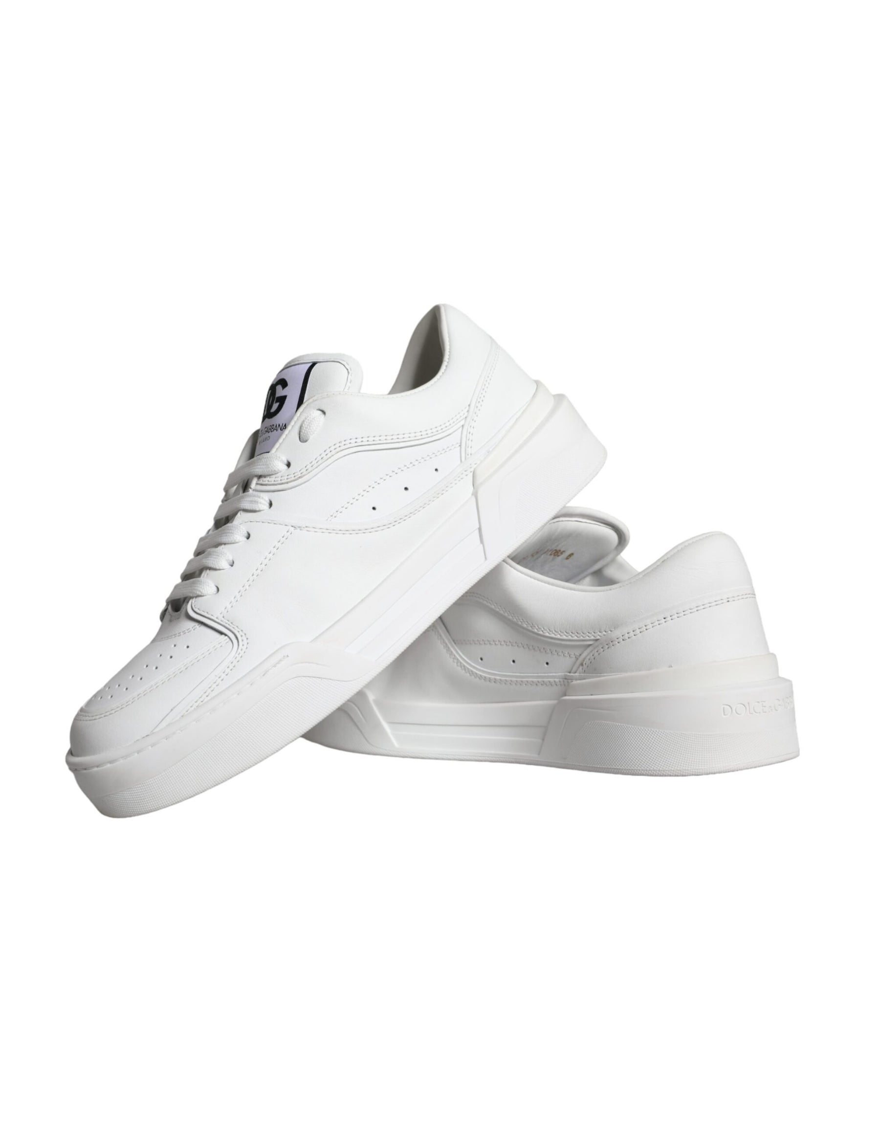 Dolce & Gabbana White Miami Leather Low Top Sneakers Shoes | Regal Royce