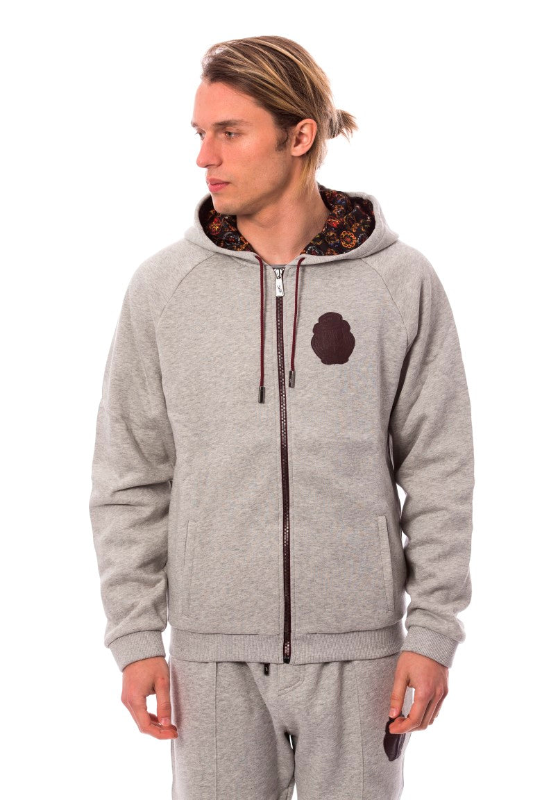 Billionaire Italian Couture Gray Cotton Hooded Sweatsuit | Regal Royce