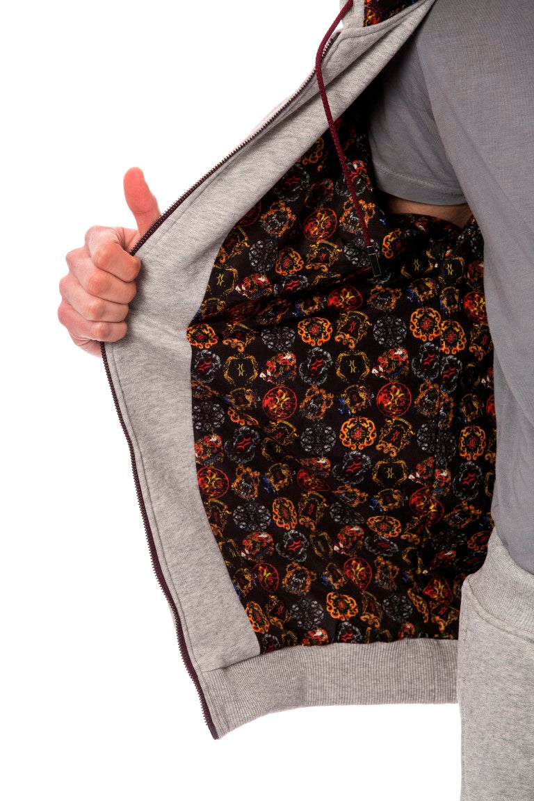 Billionaire Italian Couture Gray Cotton Hooded Sweatsuit | Regal Royce