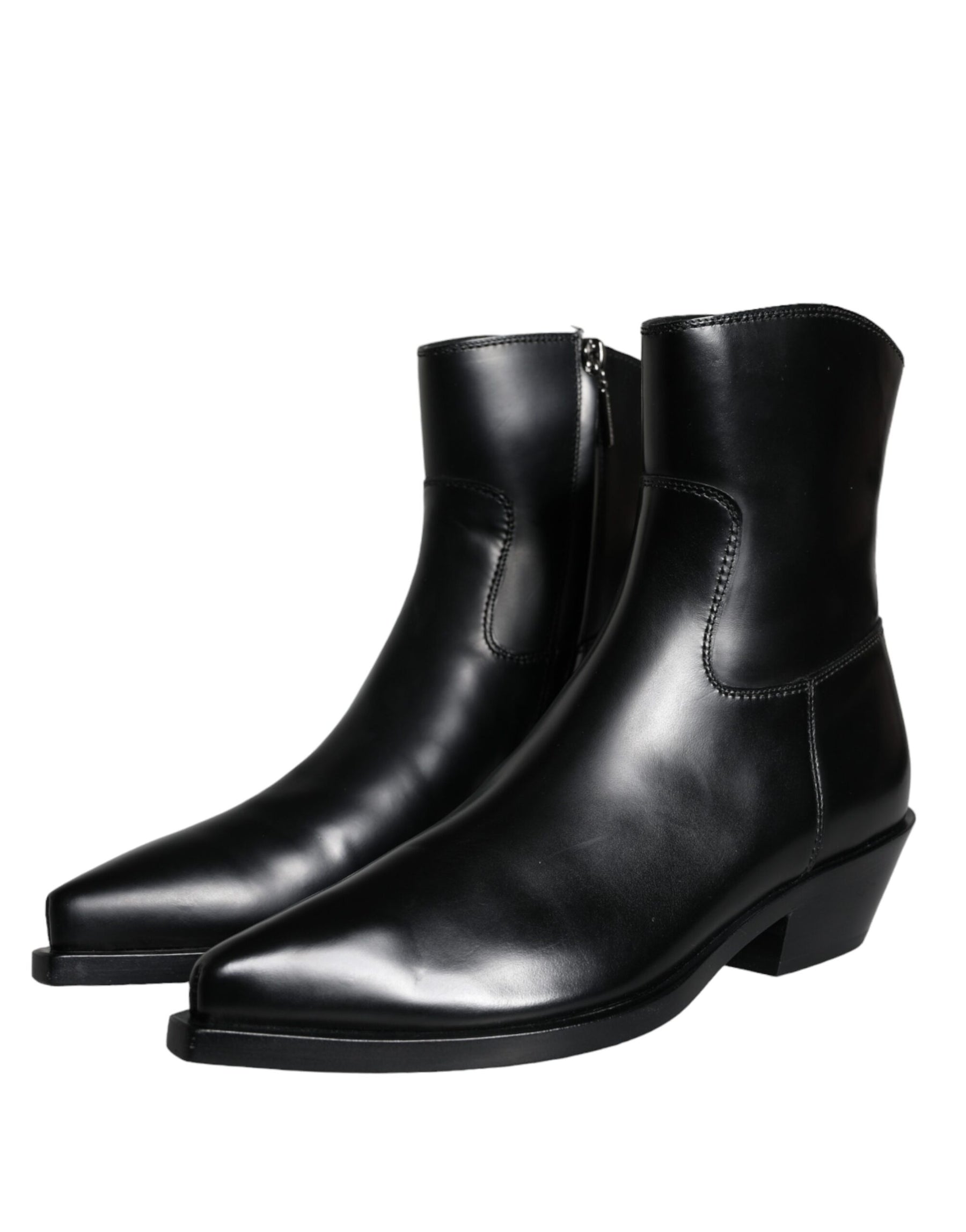 Dolce & Gabbana Black Leather Ankle Boots Booties Shoes | Regal Royce
