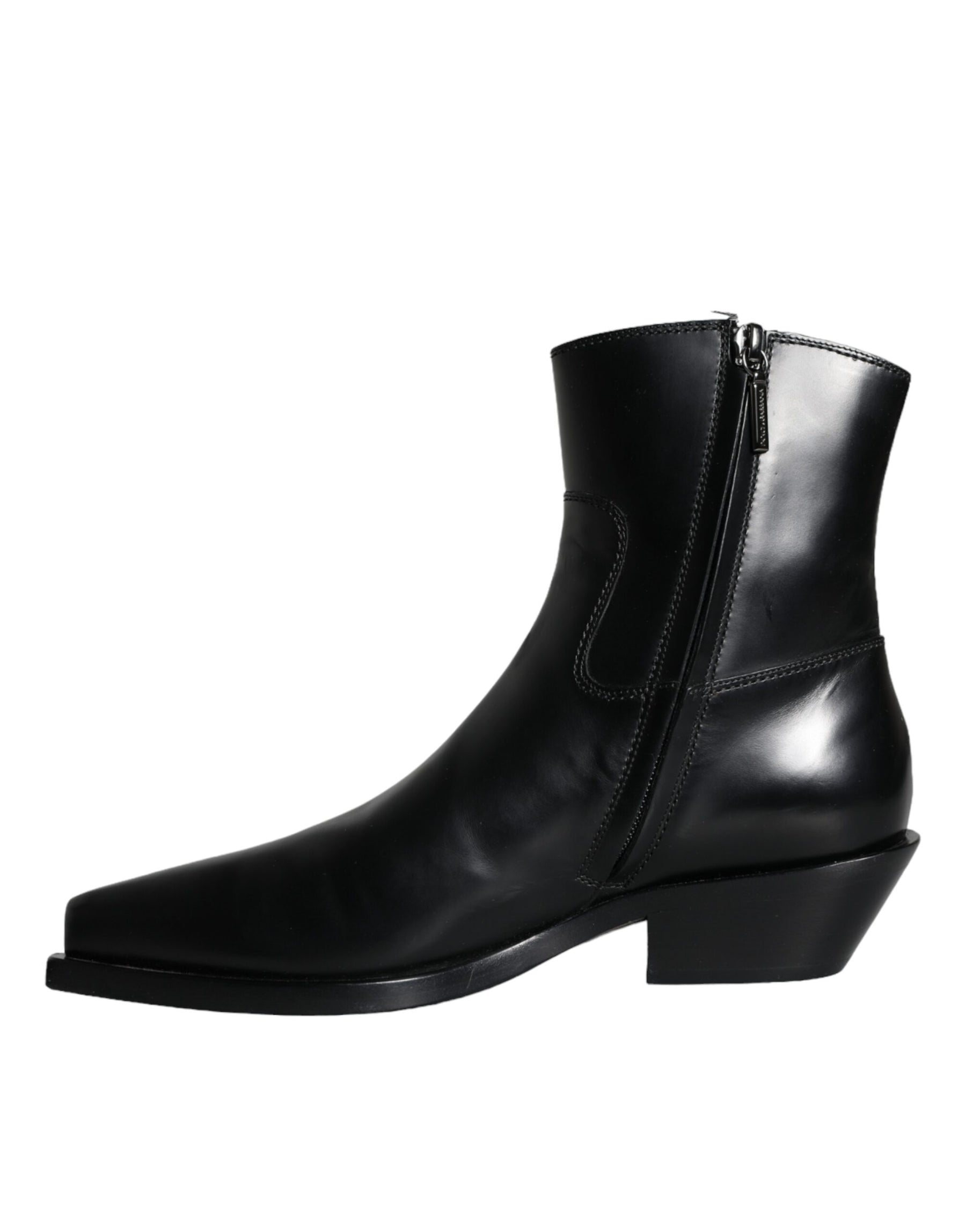 Dolce & Gabbana Black Leather Ankle Boots Booties Shoes | Regal Royce