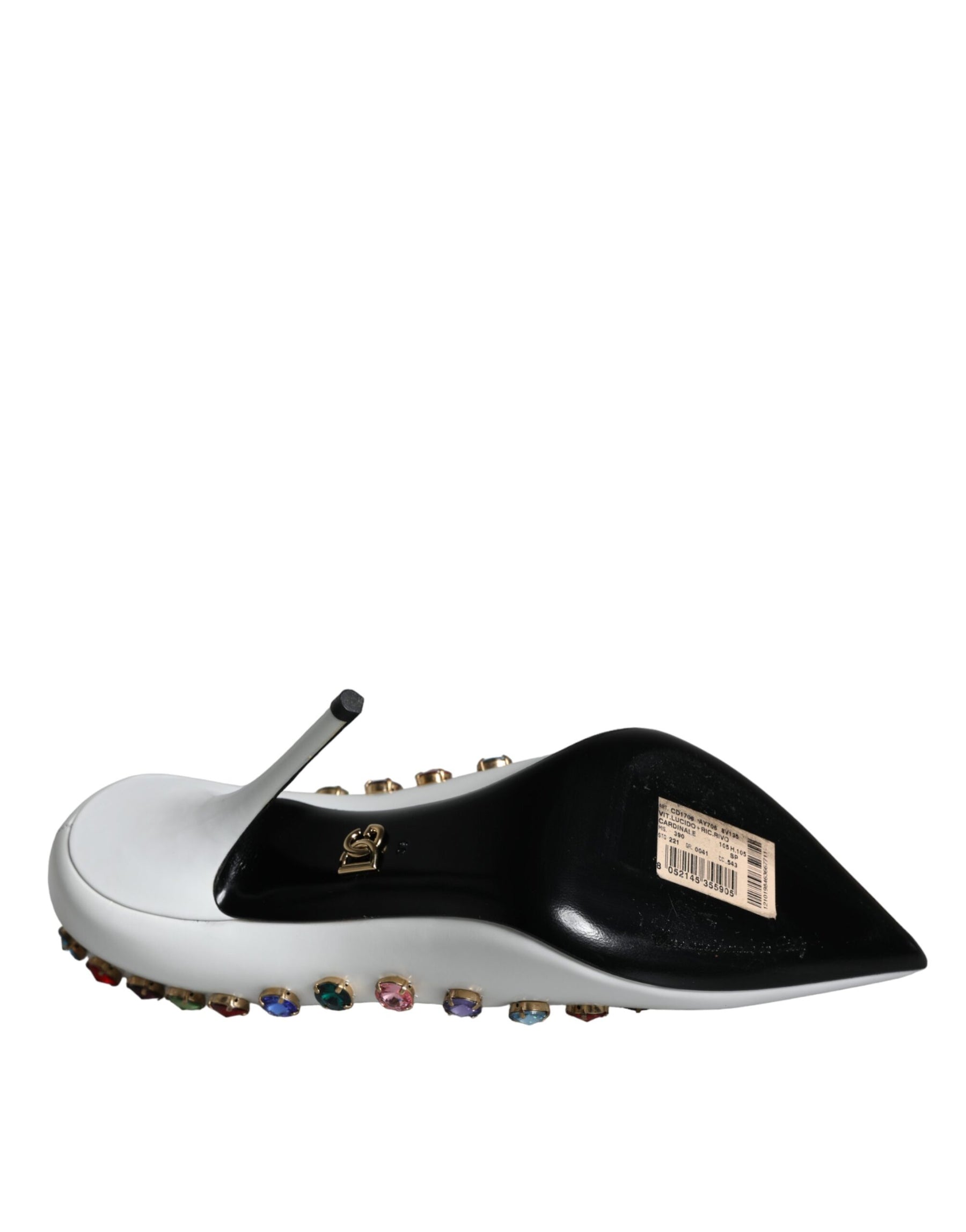 Dolce & Gabbana White Crystal Leather High Heels Pumps Shoes | Regal Royce