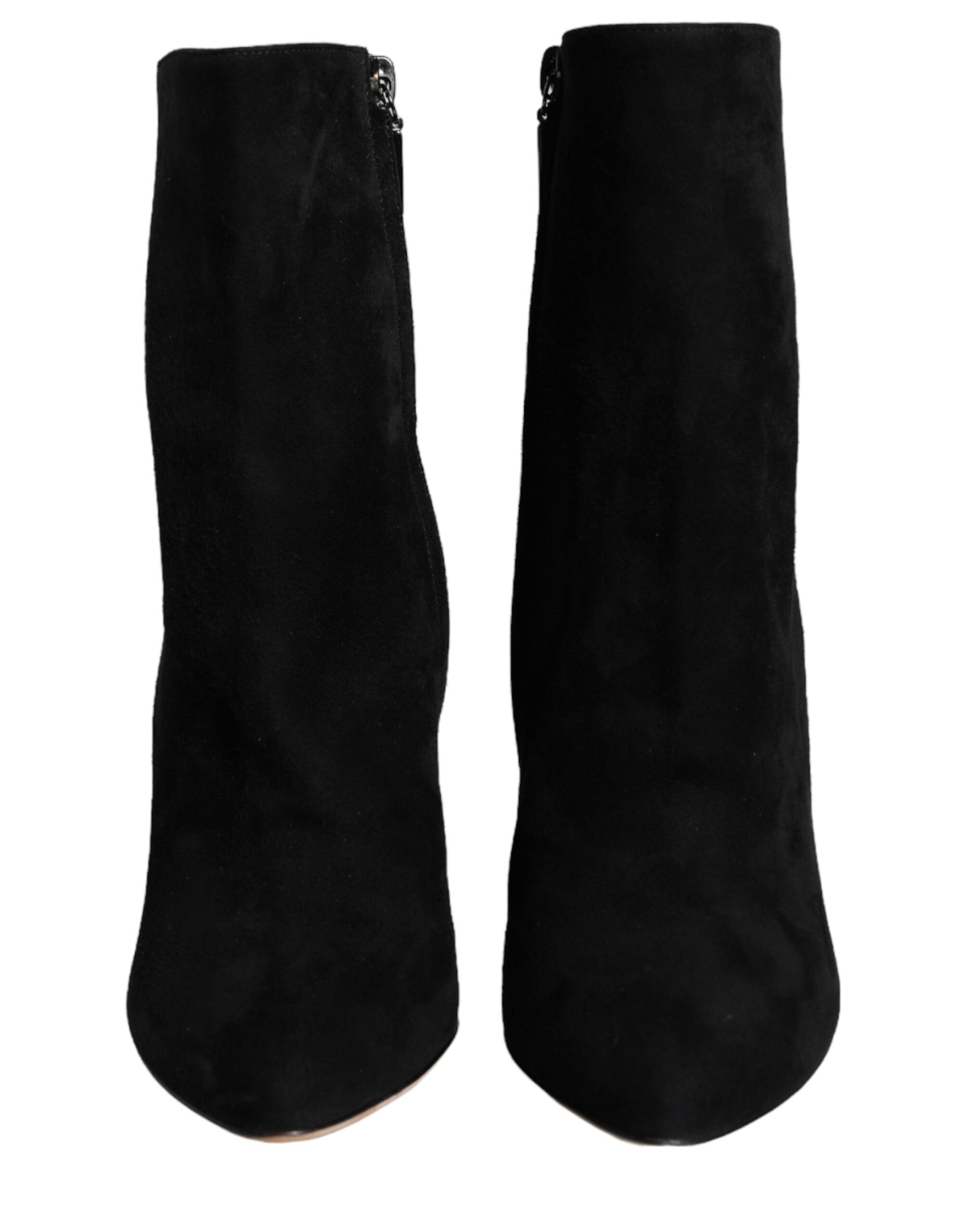 Dolce & Gabbana Black Suede Leather Mid Calf Boots Shoes | Regal Royce