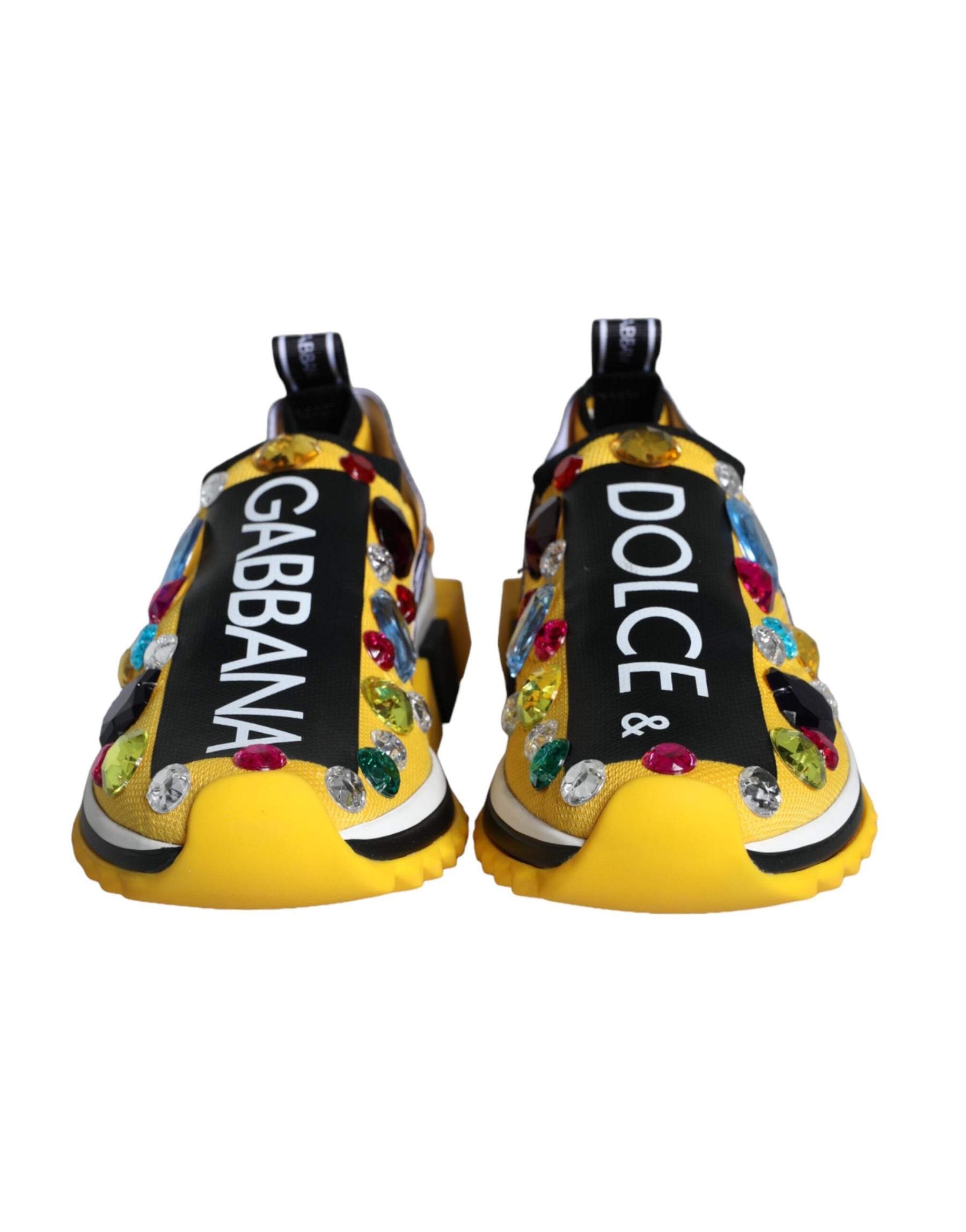 Dolce & Gabbana Yellow Sorrento Crystals Sneakers Womens Shoes | Regal Royce