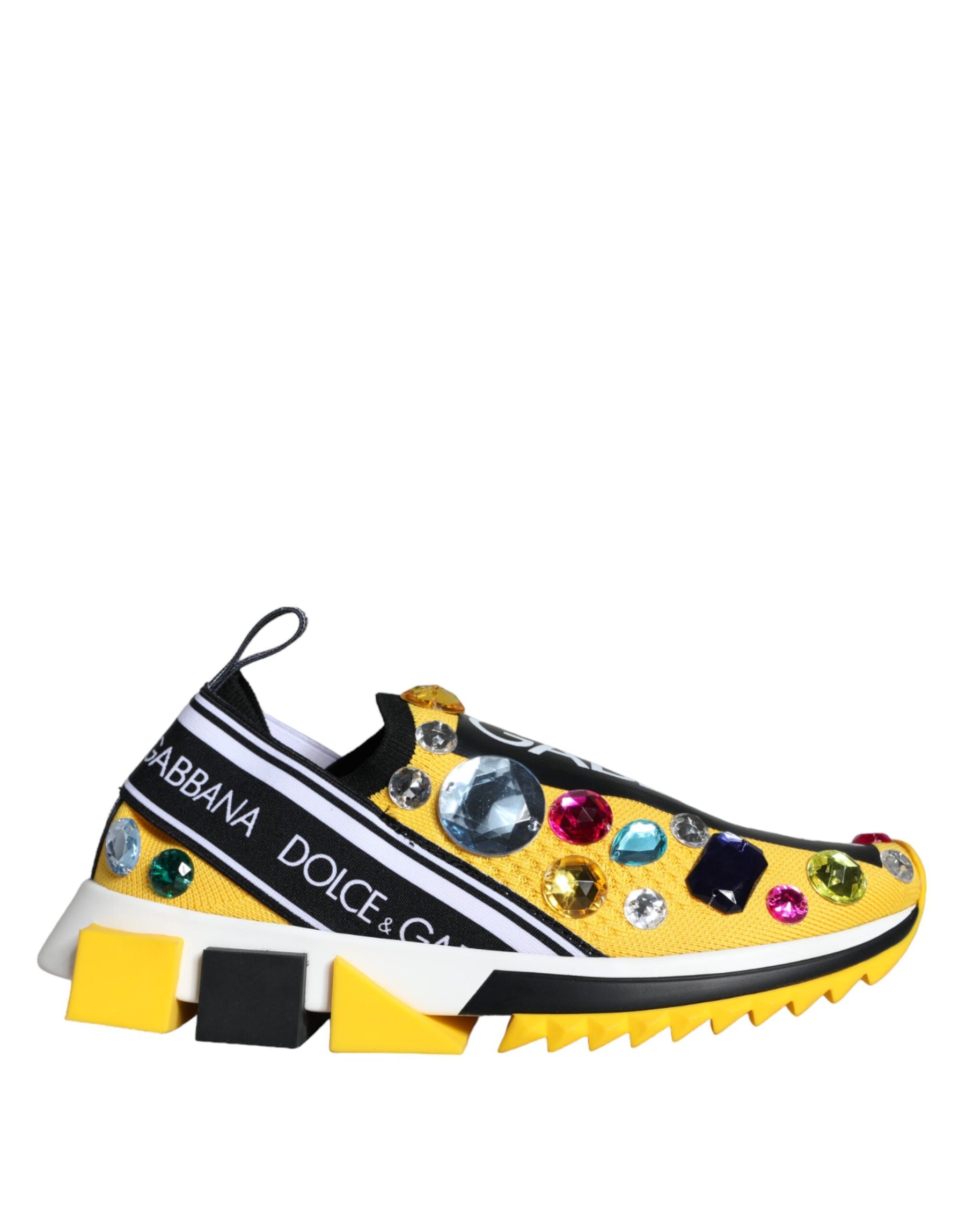 Dolce & Gabbana Yellow Sorrento Crystals Sneakers Womens Shoes | Regal Royce