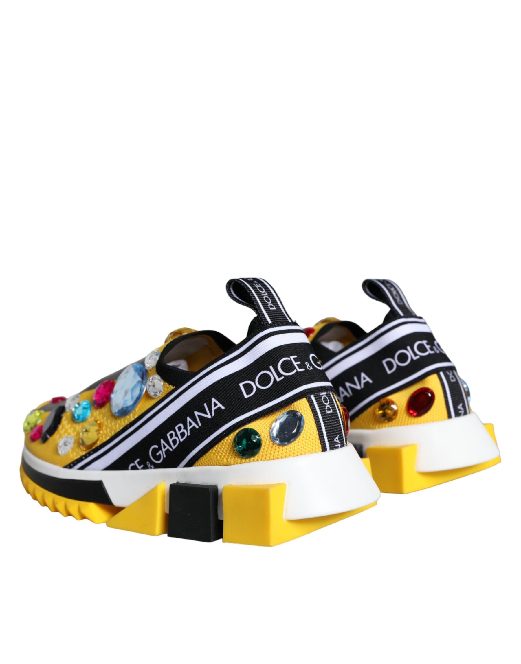 Dolce & Gabbana Yellow Sorrento Crystals Sneakers Womens Shoes | Regal Royce