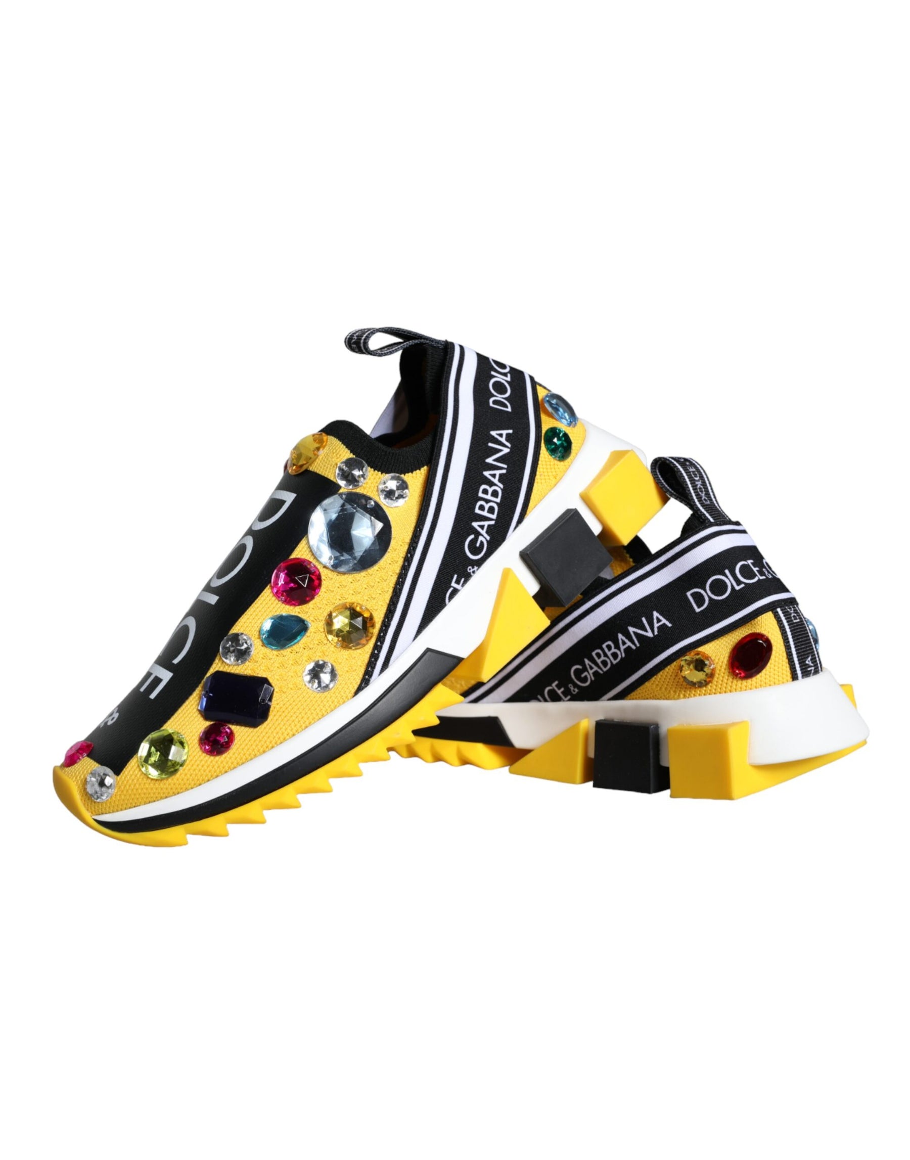 Dolce & Gabbana Yellow Sorrento Crystals Sneakers Womens Shoes | Regal Royce