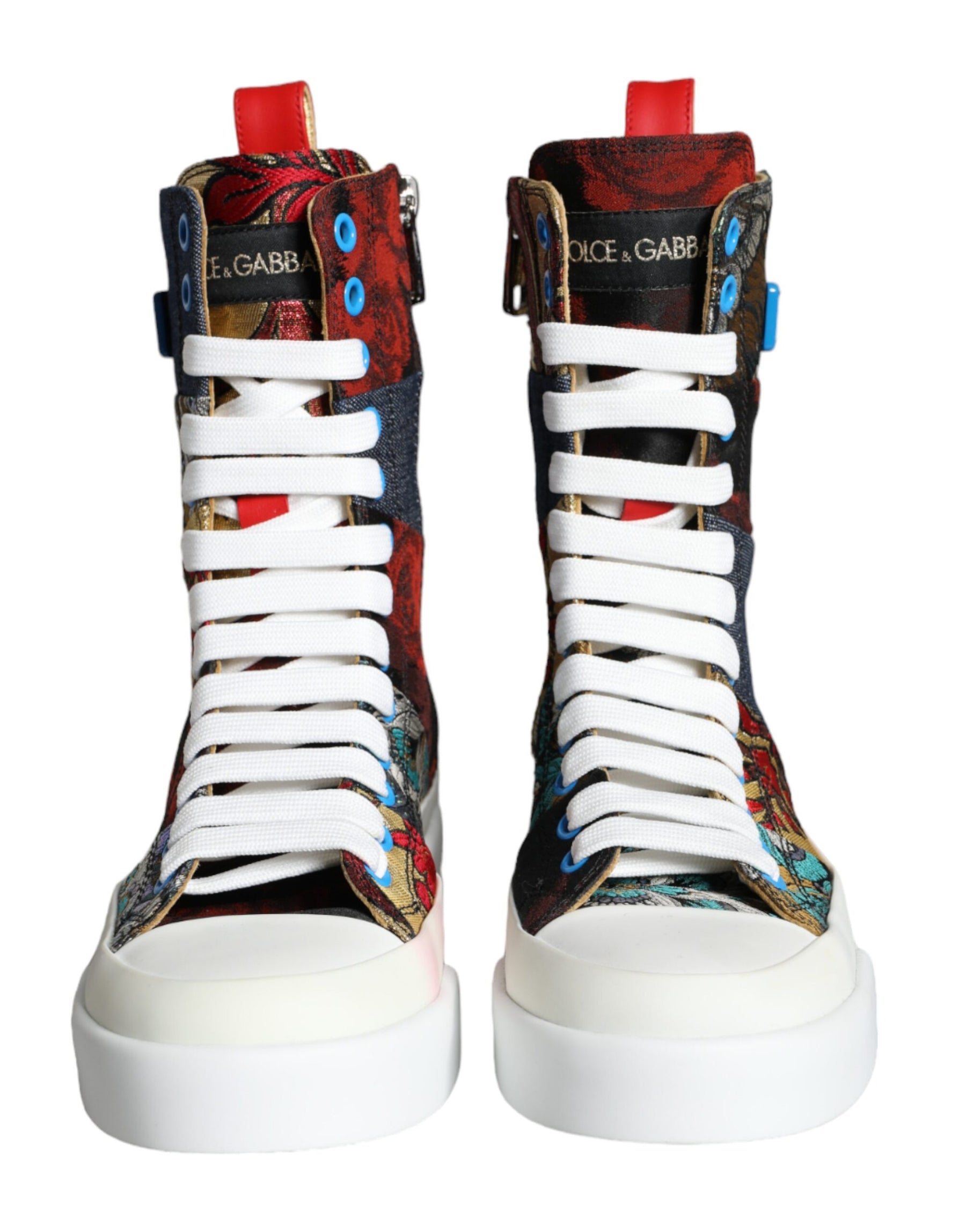 Dolce & Gabbana Multicolor Patchwork Logo High Top Sneakers Shoes | Regal Royce