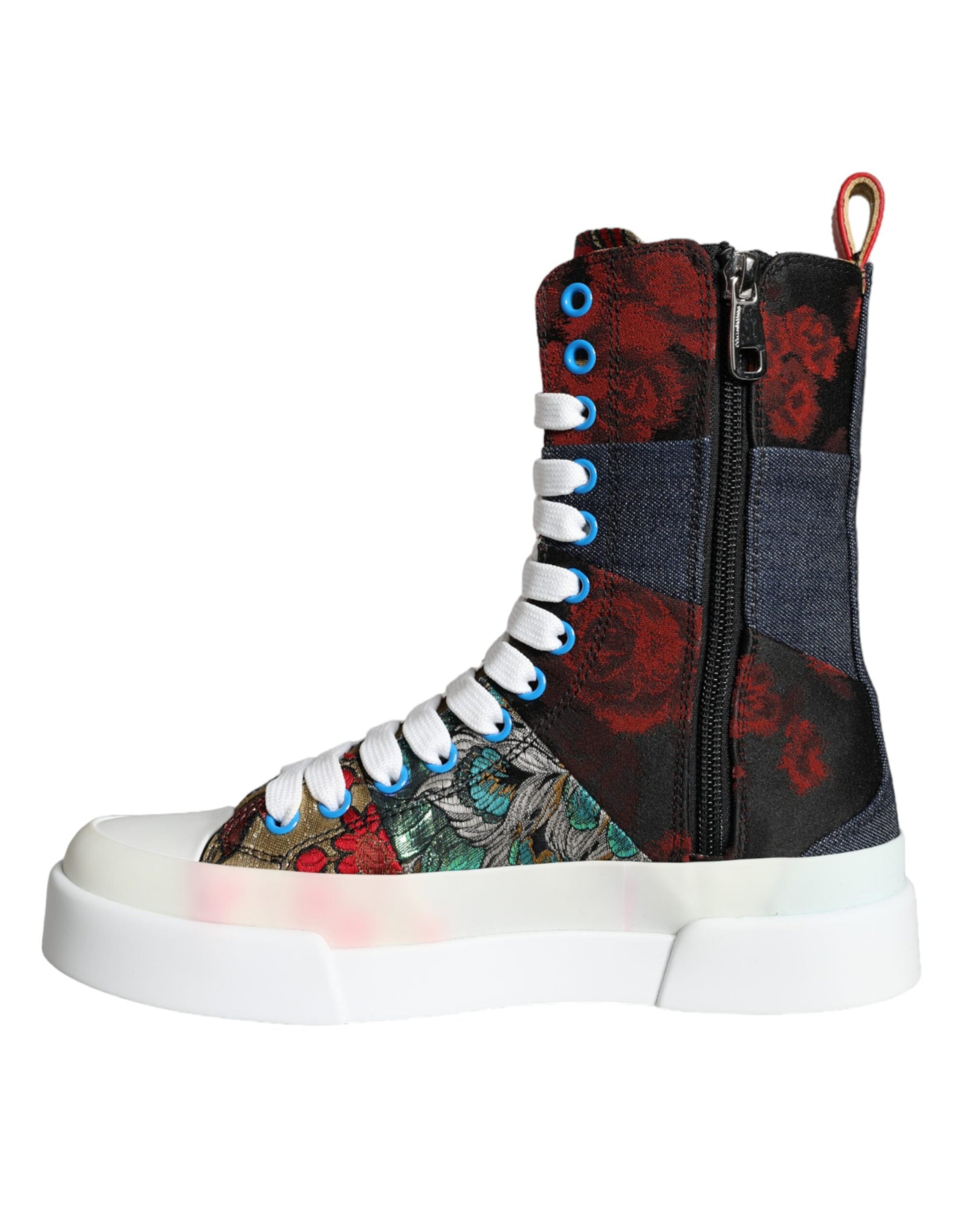 Dolce & Gabbana Multicolor Patchwork Logo High Top Sneakers Shoes | Regal Royce