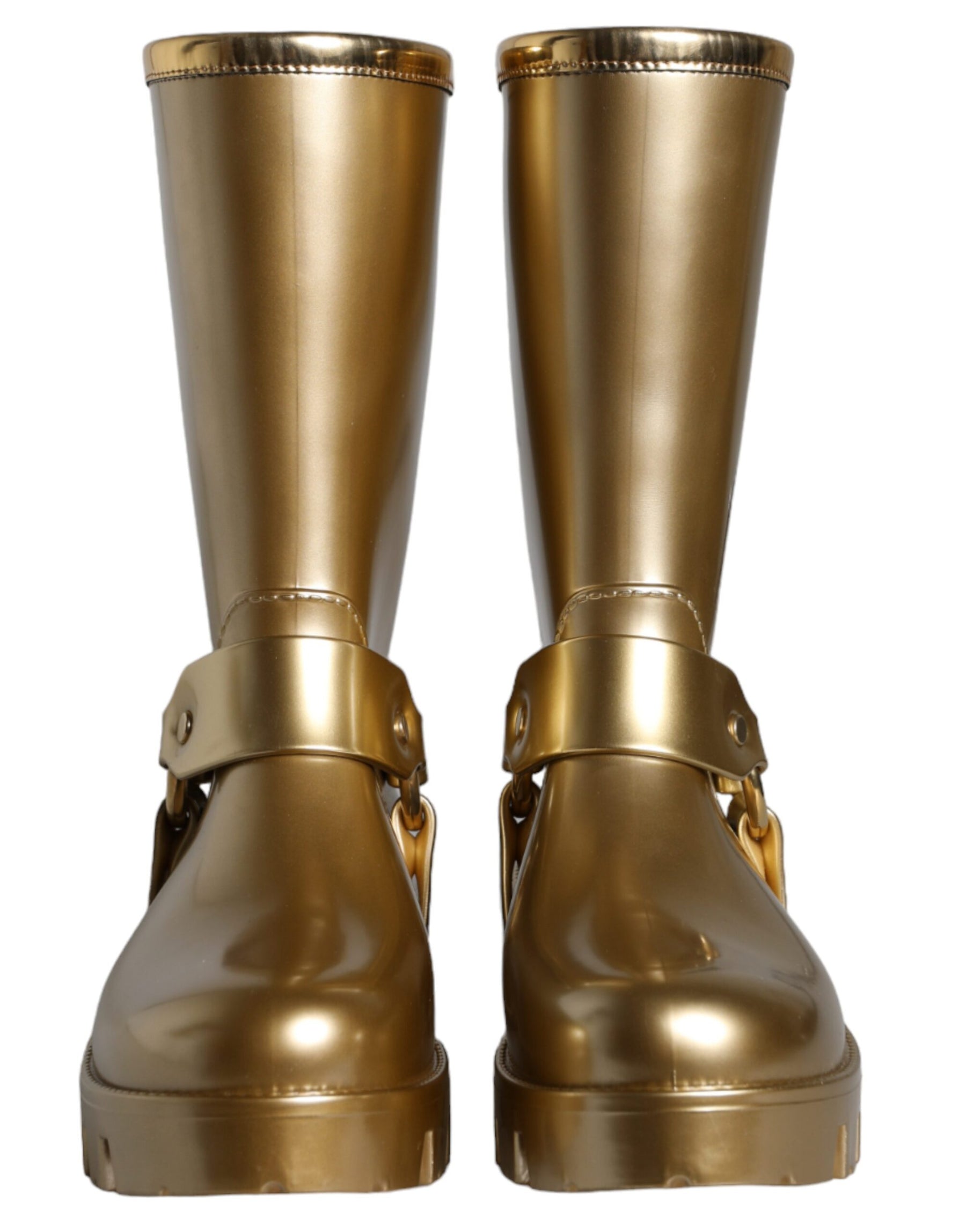 Dolce & Gabbana Metallic Gold Rubber PVC Rain Boots Shoes | Regal Royce