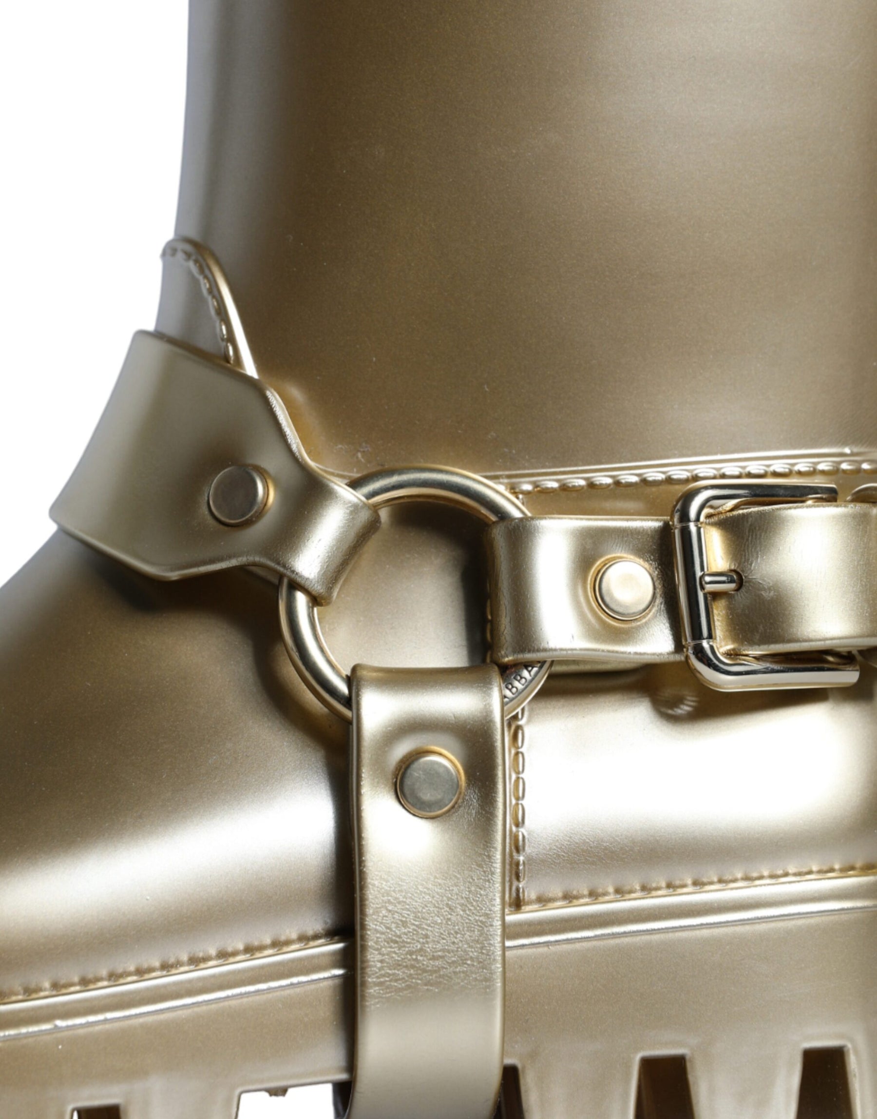 Dolce & Gabbana Metallic Gold Rubber PVC Rain Boots Shoes | Regal Royce