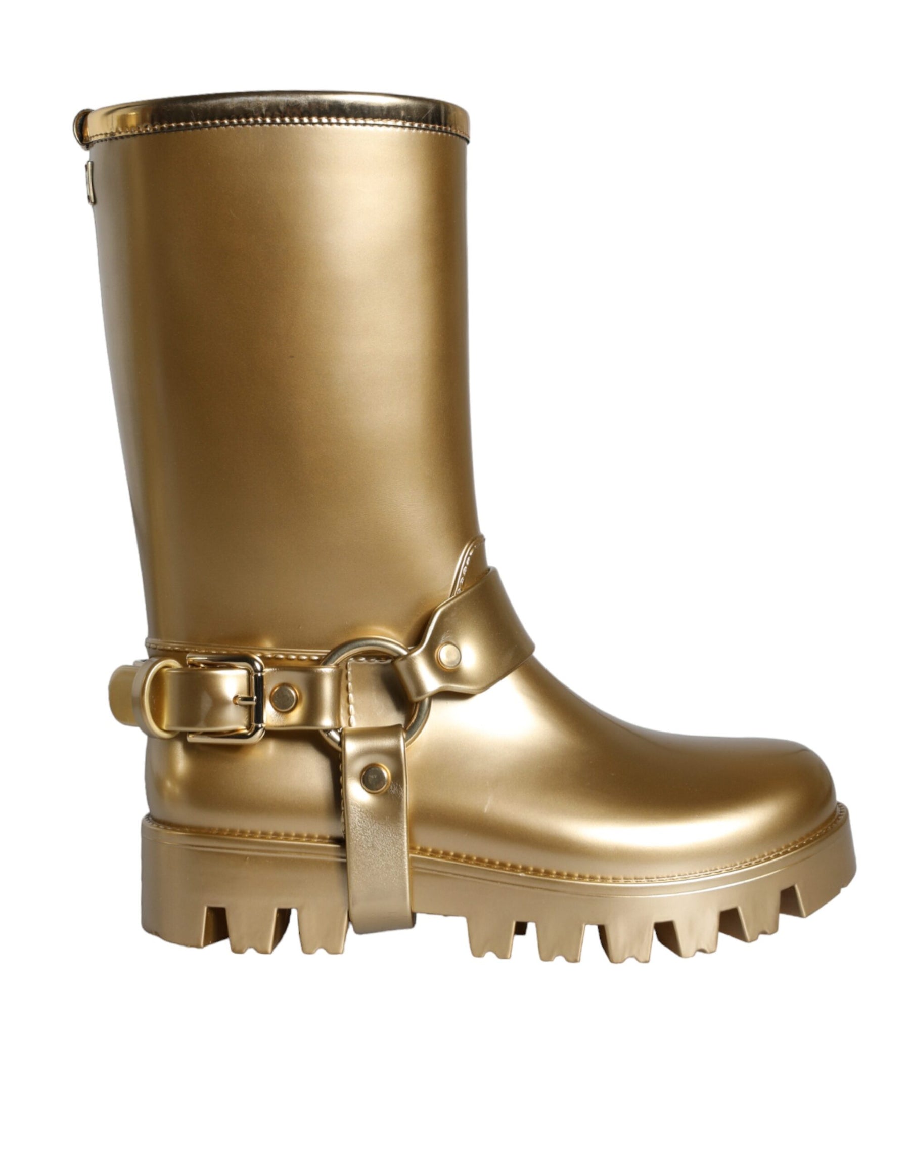 Dolce & Gabbana Metallic Gold Rubber PVC Rain Boots Shoes | Regal Royce