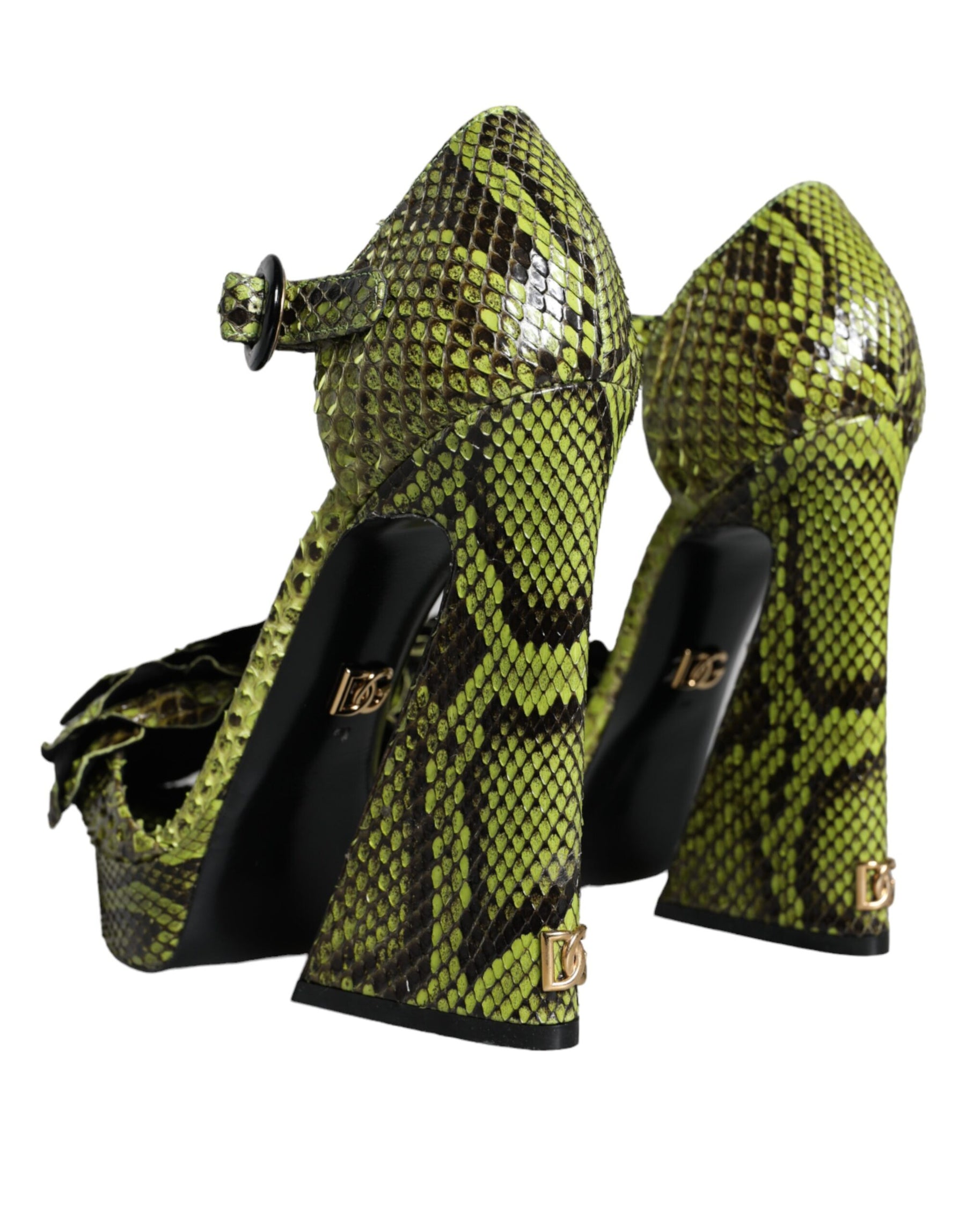 Dolce & Gabbana Green Exotic Leather Ankle Strap Heels Sandals Shoes | Regal Royce
