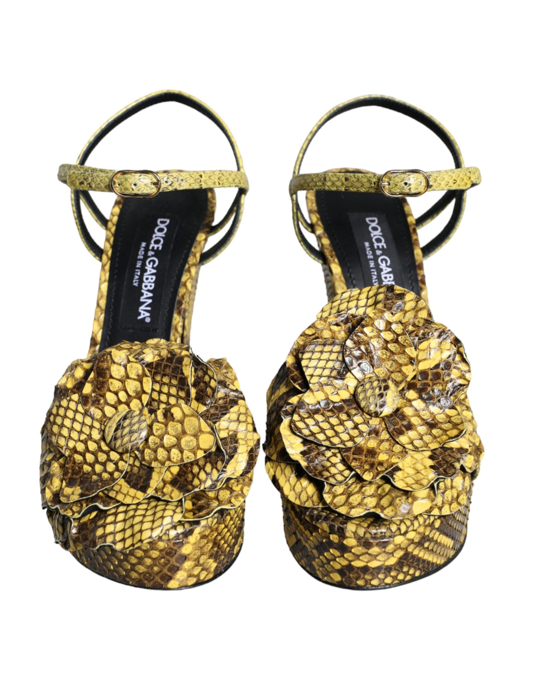 Dolce & Gabbana Yellow Exotic Leather Ankle Strap Heels Sandals Shoes | Regal Royce