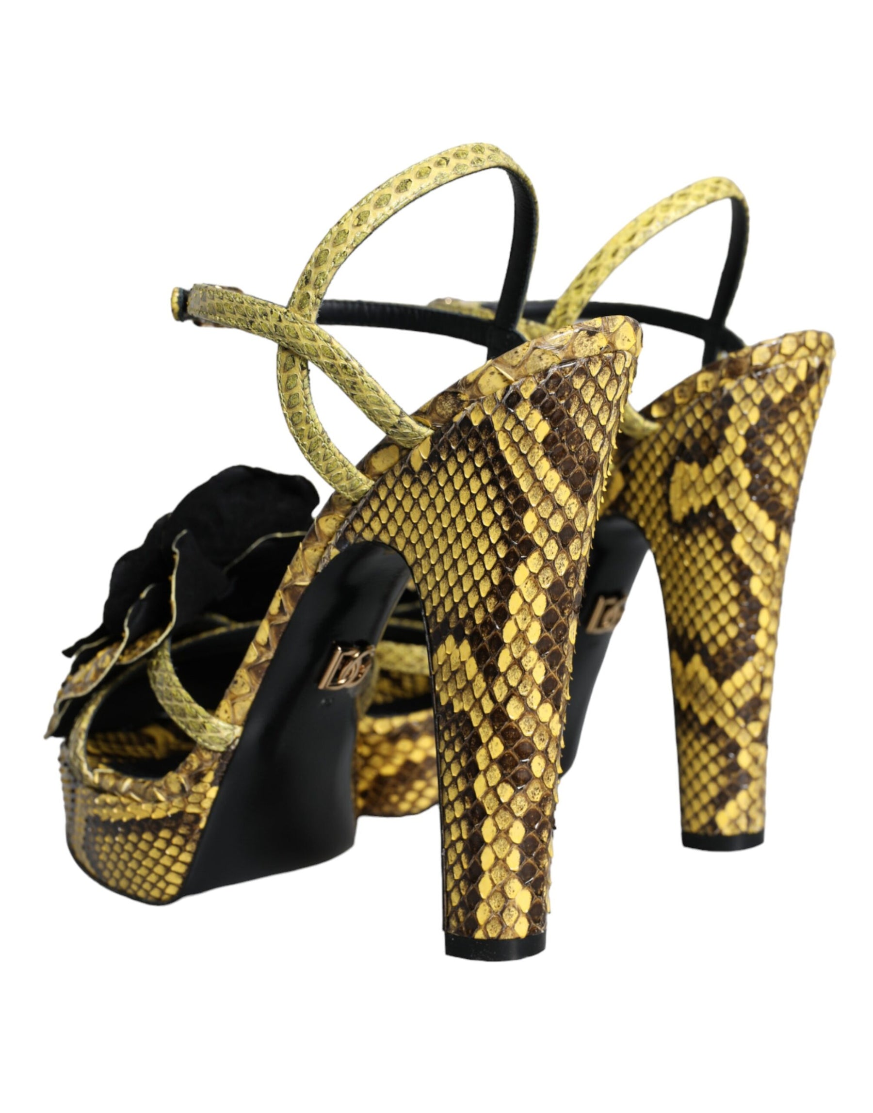 Dolce & Gabbana Yellow Exotic Leather Ankle Strap Heels Sandals Shoes | Regal Royce