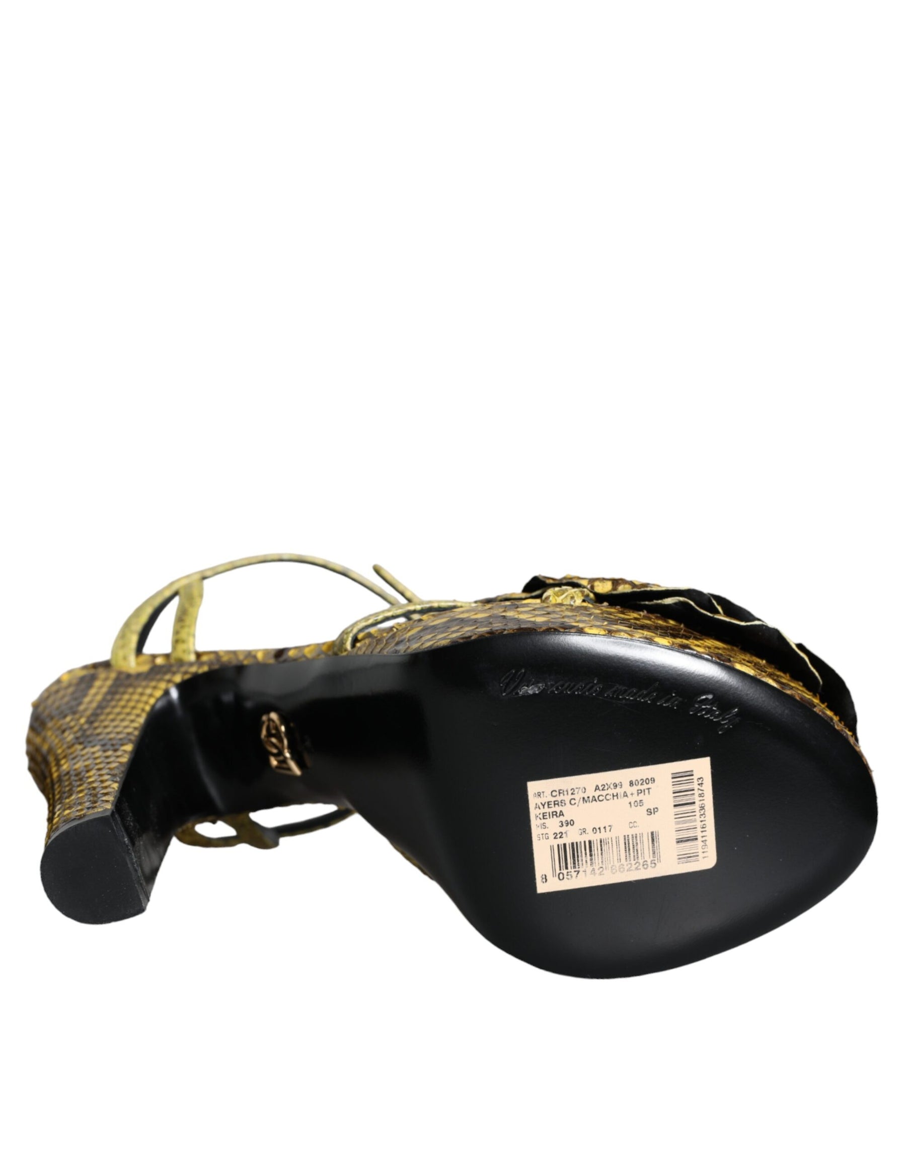 Dolce & Gabbana Yellow Exotic Leather Ankle Strap Heels Sandals Shoes | Regal Royce