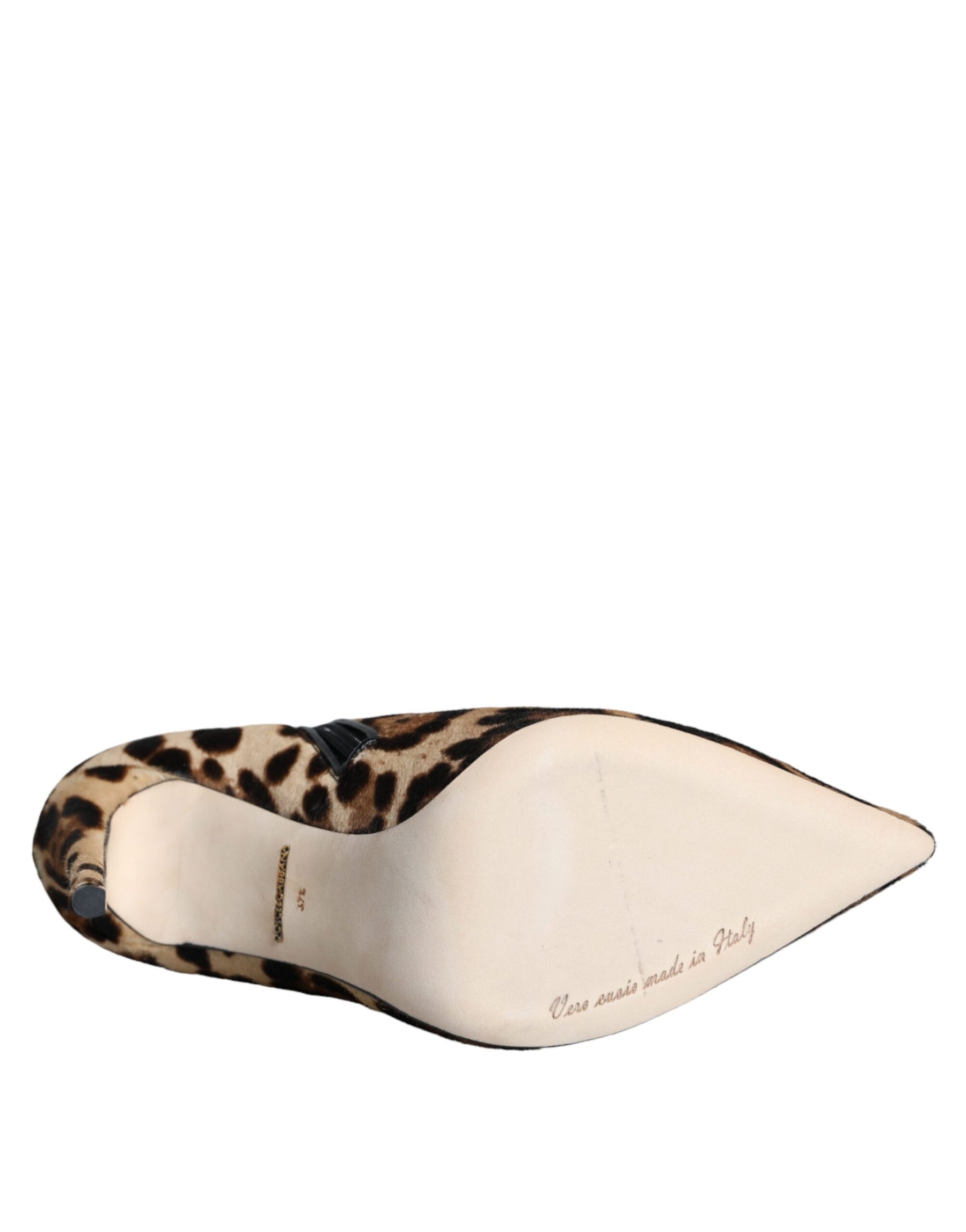 Dolce & Gabbana Brown Leopard Calf Fur Heels Ankle Boots Shoes | Regal Royce