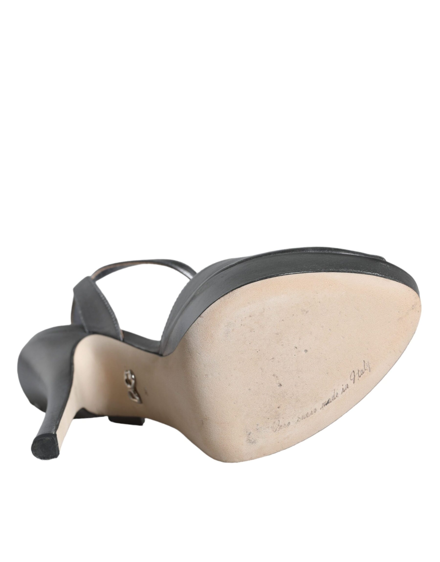 Dolce & Gabbana Metallic Silver Leather Keira Platform Sandals Shoes | Regal Royce