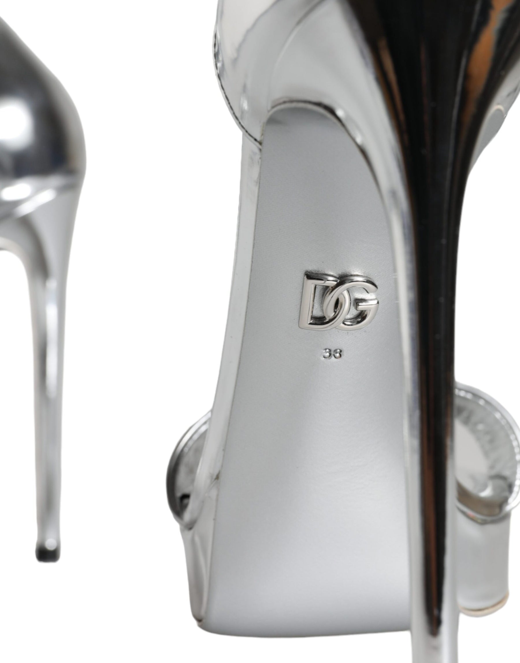 Dolce & Gabbana Silver KEIRA Heels Ankle Strap Sandals Shoes | Regal Royce