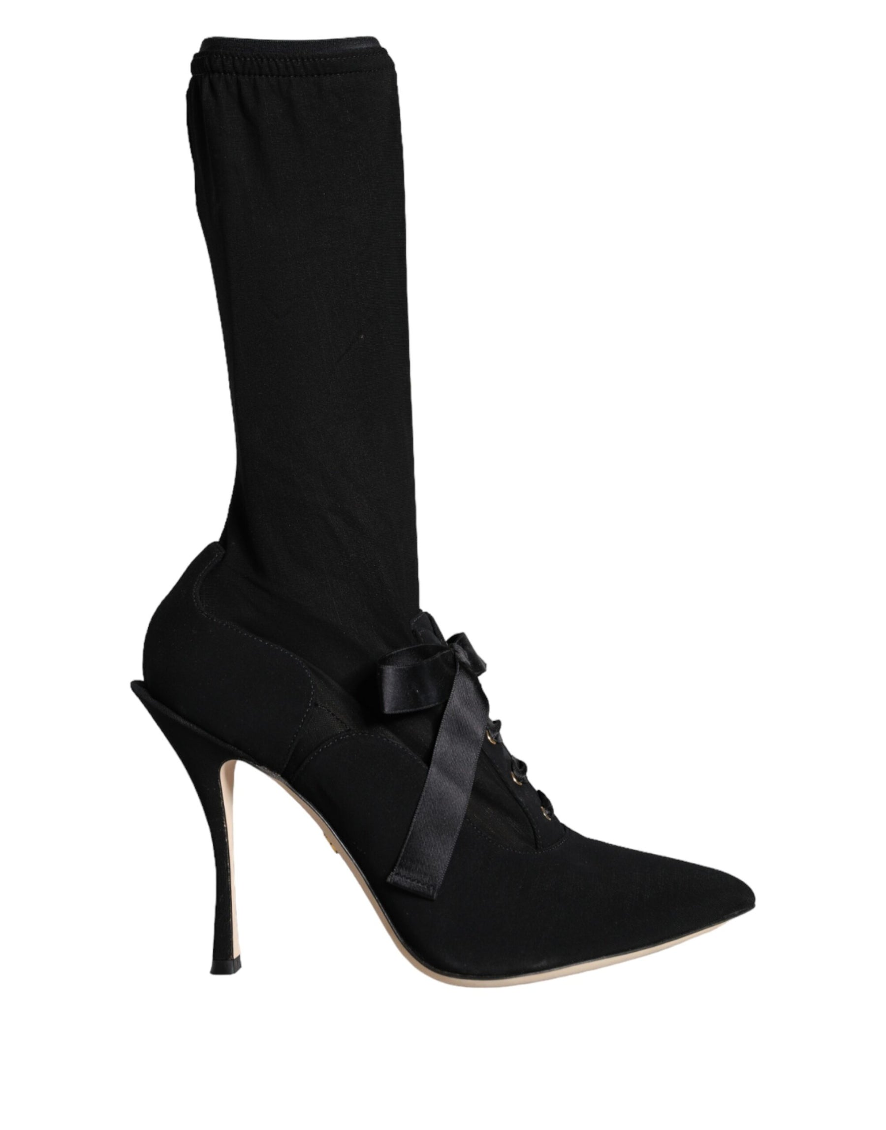 Dolce & Gabbana Black Stiletto Heels Mid Calf Boots Shoes | Regal Royce