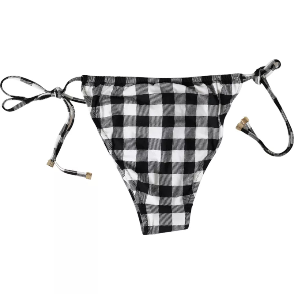 Dolce & Gabbana Black White Check Swimwear Beachwear Bottom Bikini | Regal Royce