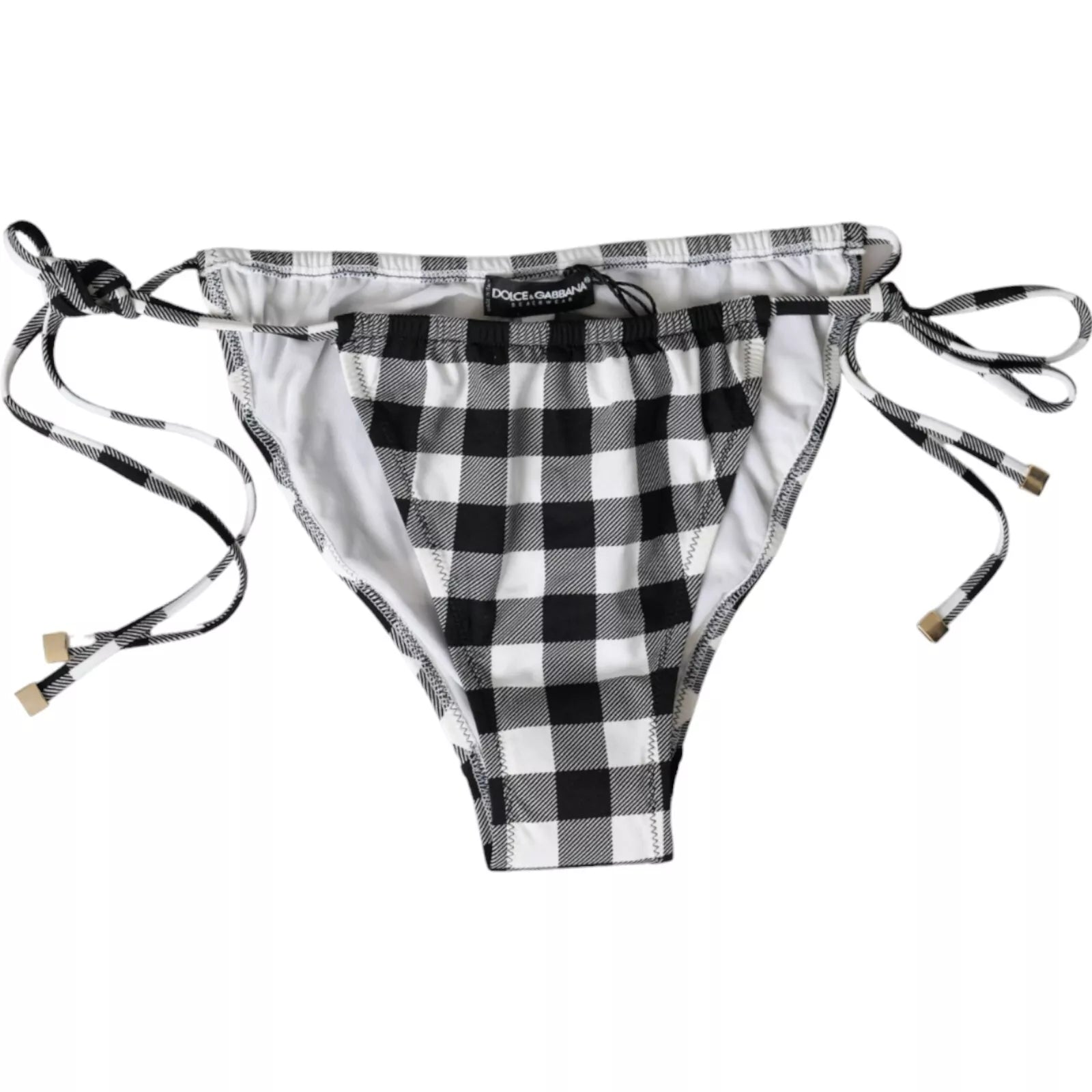 Dolce & Gabbana Black White Check Swimwear Beachwear Bottom Bikini | Regal Royce