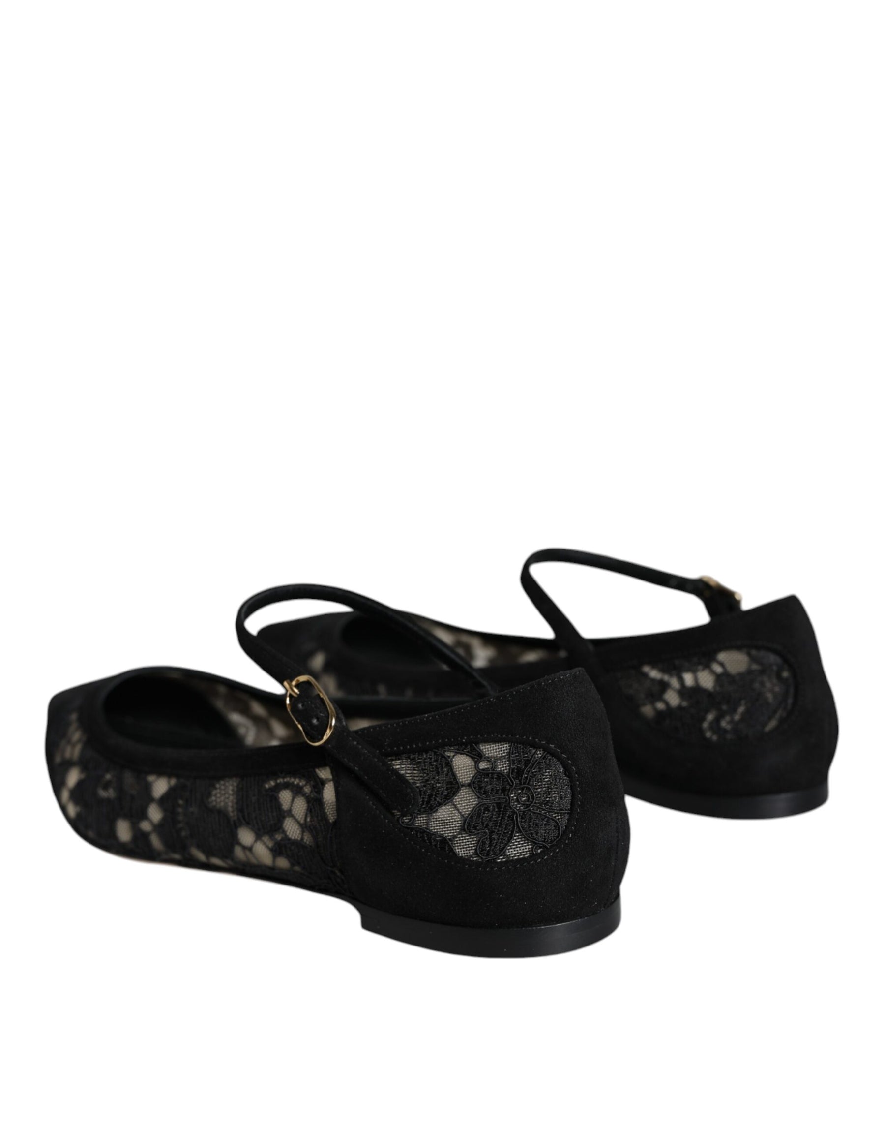 Dolce & Gabbana Black Taormina Lace Bellucci Flats Shoes | Regal Royce