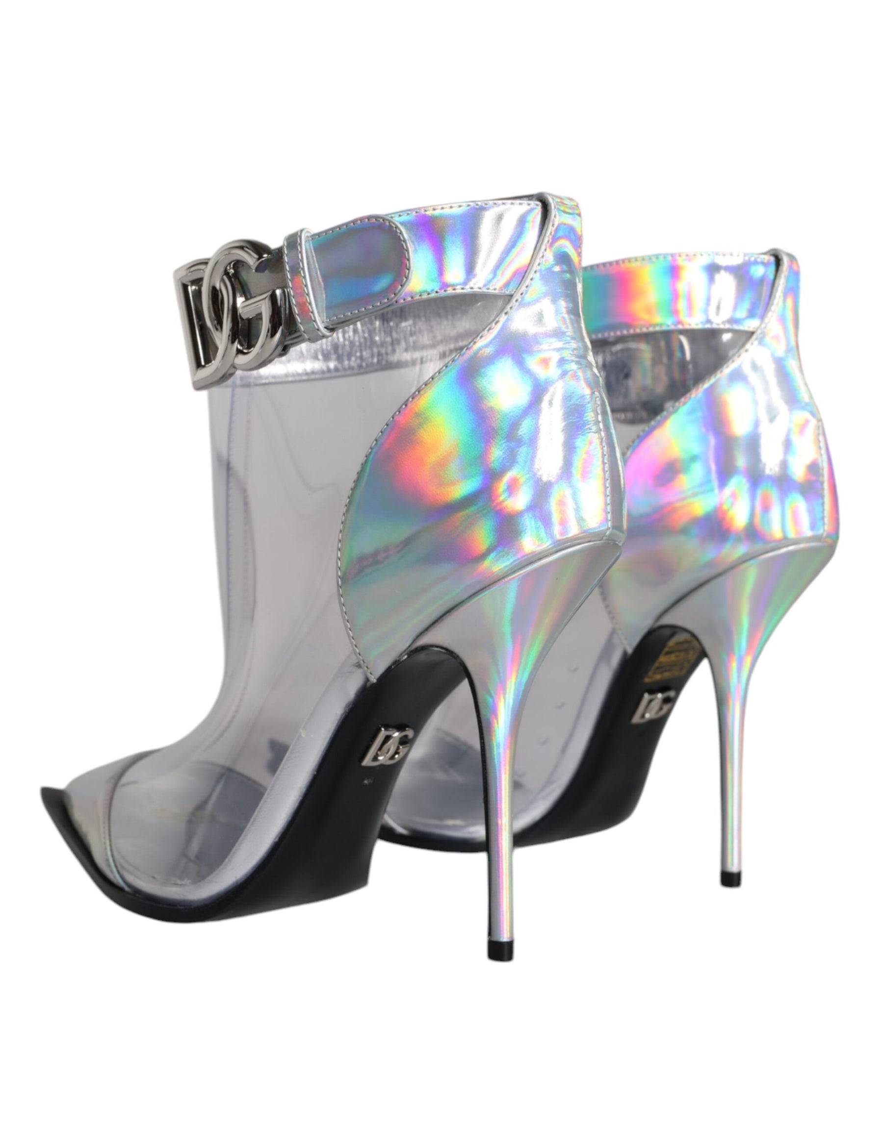 Dolce & Gabbana Silver Iridescent PVC Pointed Short Boots Shoes | Regal Royce