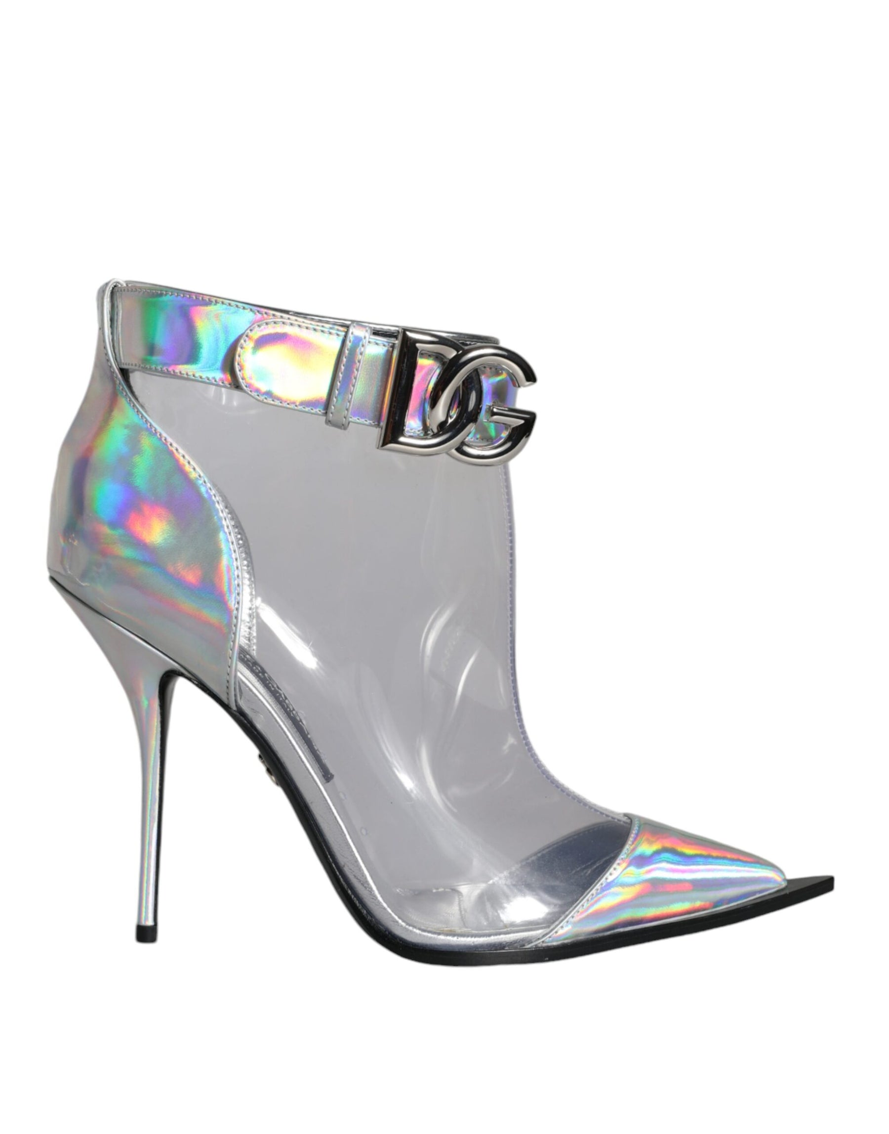 Dolce & Gabbana Silver Iridescent PVC Pointed Short Boots Shoes | Regal Royce